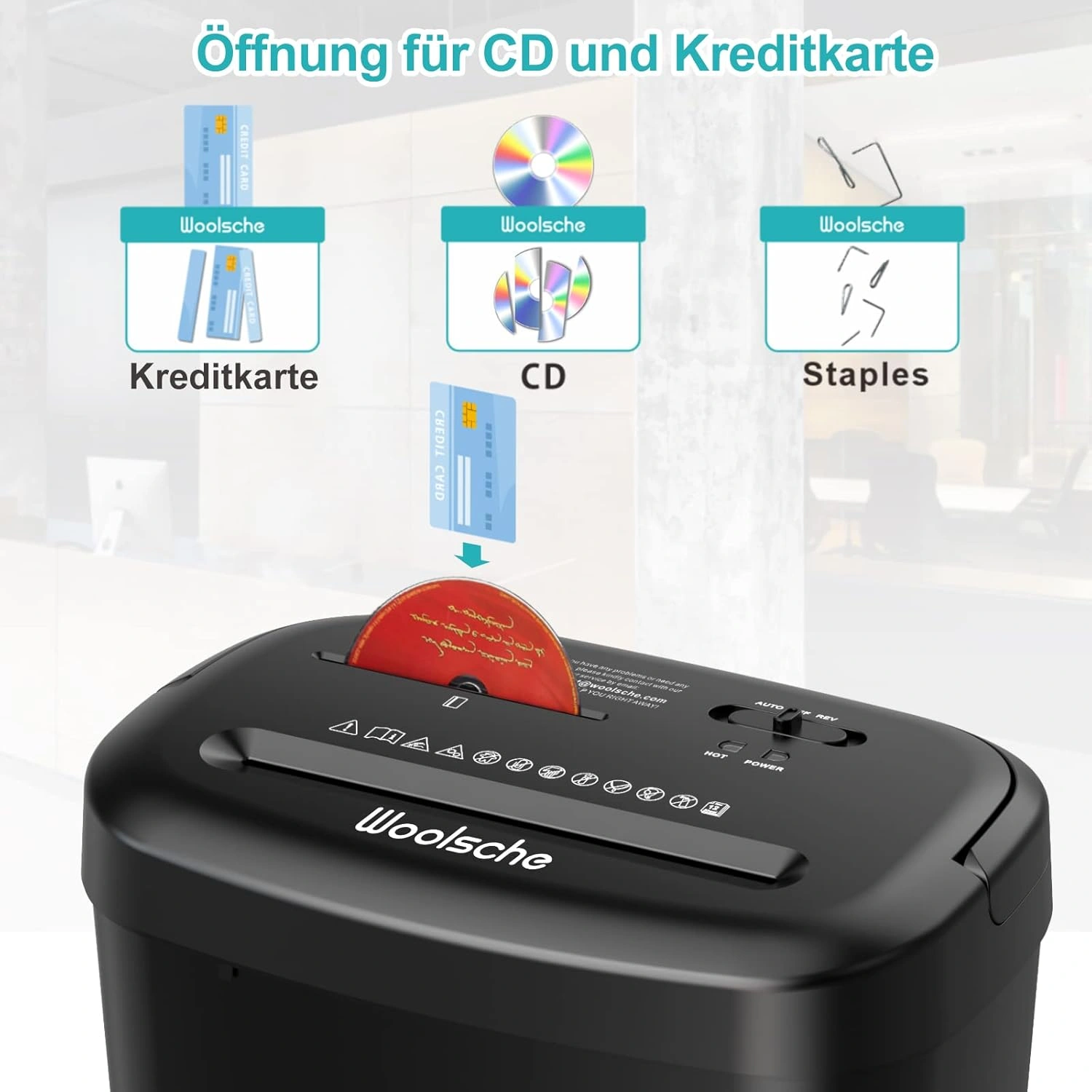 Cross-Cut Paper Shredder 12 Sheets/CD/Credit Cards/Clips - 25L Waste Bin Office Shredder FBA view 2