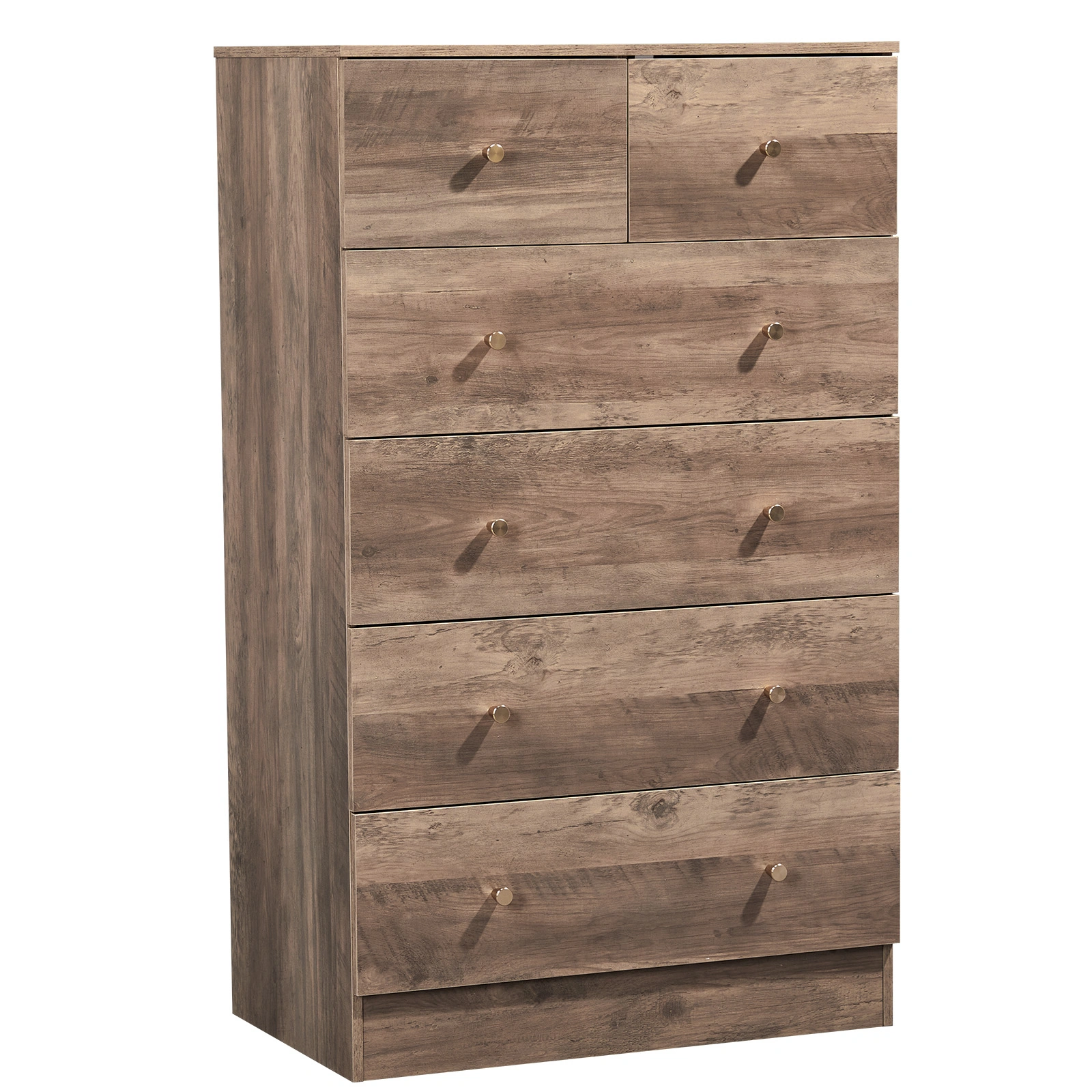 R279-9 Gray Particleboard with Textured Melamine Finish, 66*40*111cm, 4+2 Drawer Cabinet, Matte Gold Handles view 10