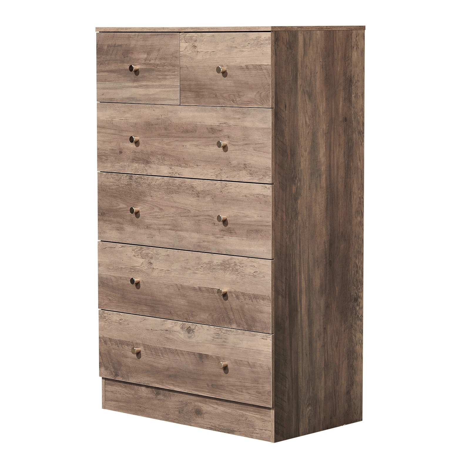 R279-9 Gray Particleboard with Textured Melamine Finish, 66*40*111cm, 4+2 Drawer Cabinet, Matte Gold Handles view 2
