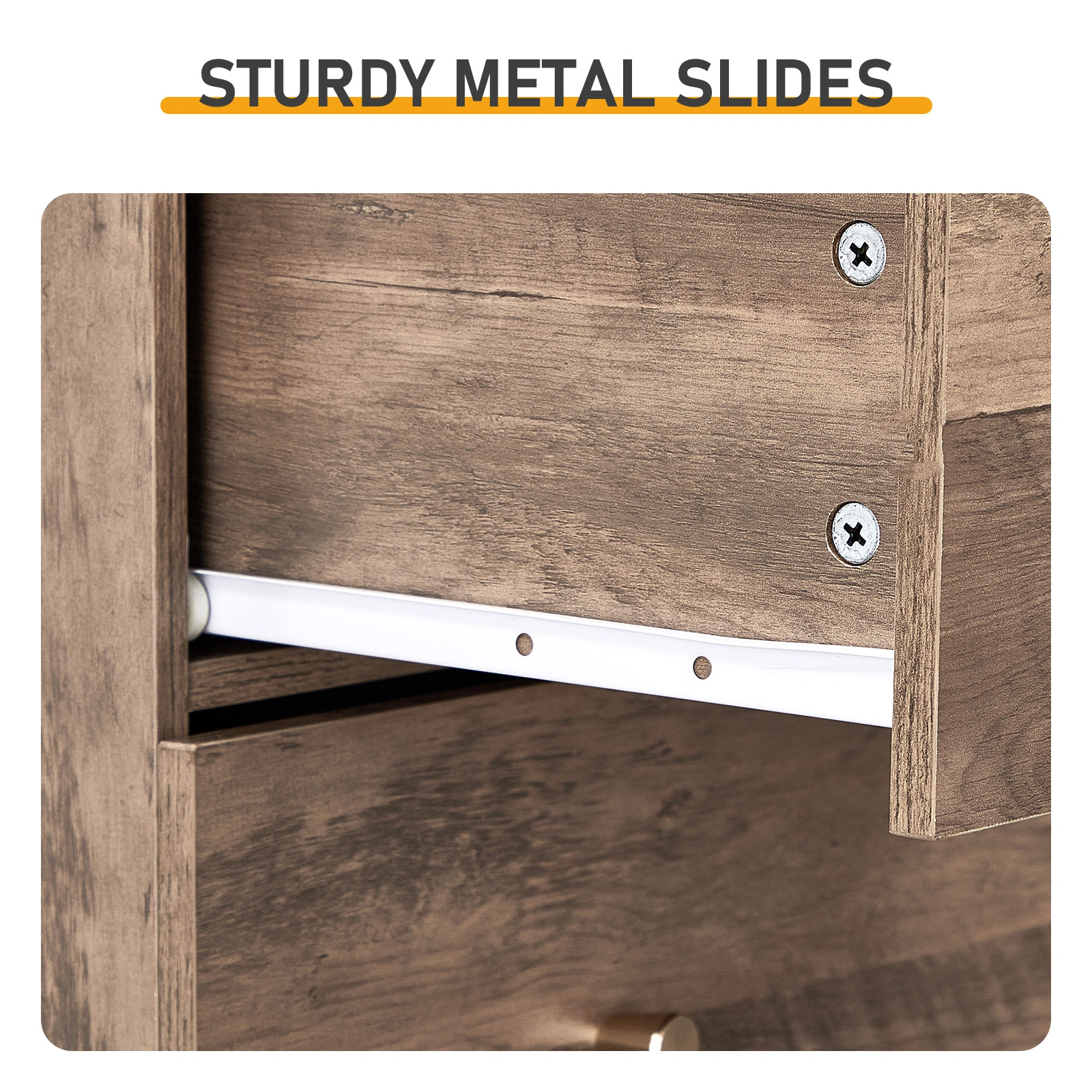 R279-9 Gray Particleboard with Textured Melamine Finish, 66*40*111cm, 4+2 Drawer Cabinet, Matte Gold Handles view 9