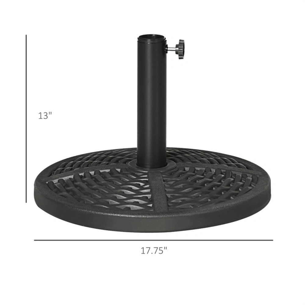 Black 18" Rattan Design Parasol Stand - Heavy Duty Round Market Umbrella Base Holder for Patio Garden Outdoor view 2