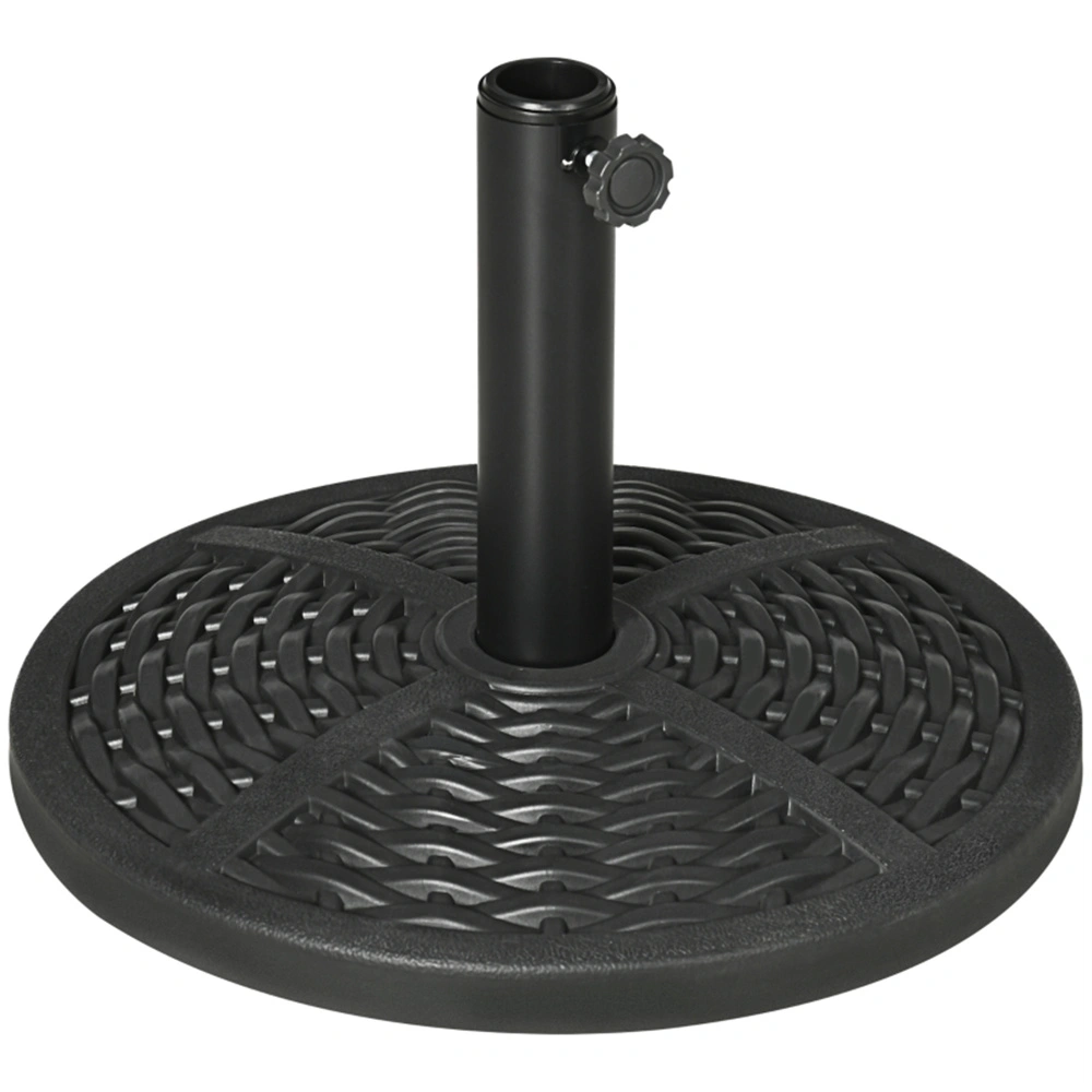 Black 18" Rattan Design Parasol Stand - Heavy Duty Round Market Umbrella Base Holder for Patio Garden Outdoor view 7