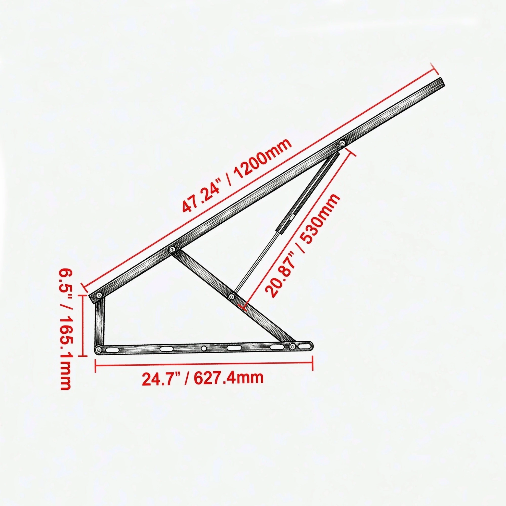Bed Lift Hardware Kit, 59x71 in Compatible, 154 lbs Load Bearing Folding Wall Bed Mechanism for Guest Room view 3
