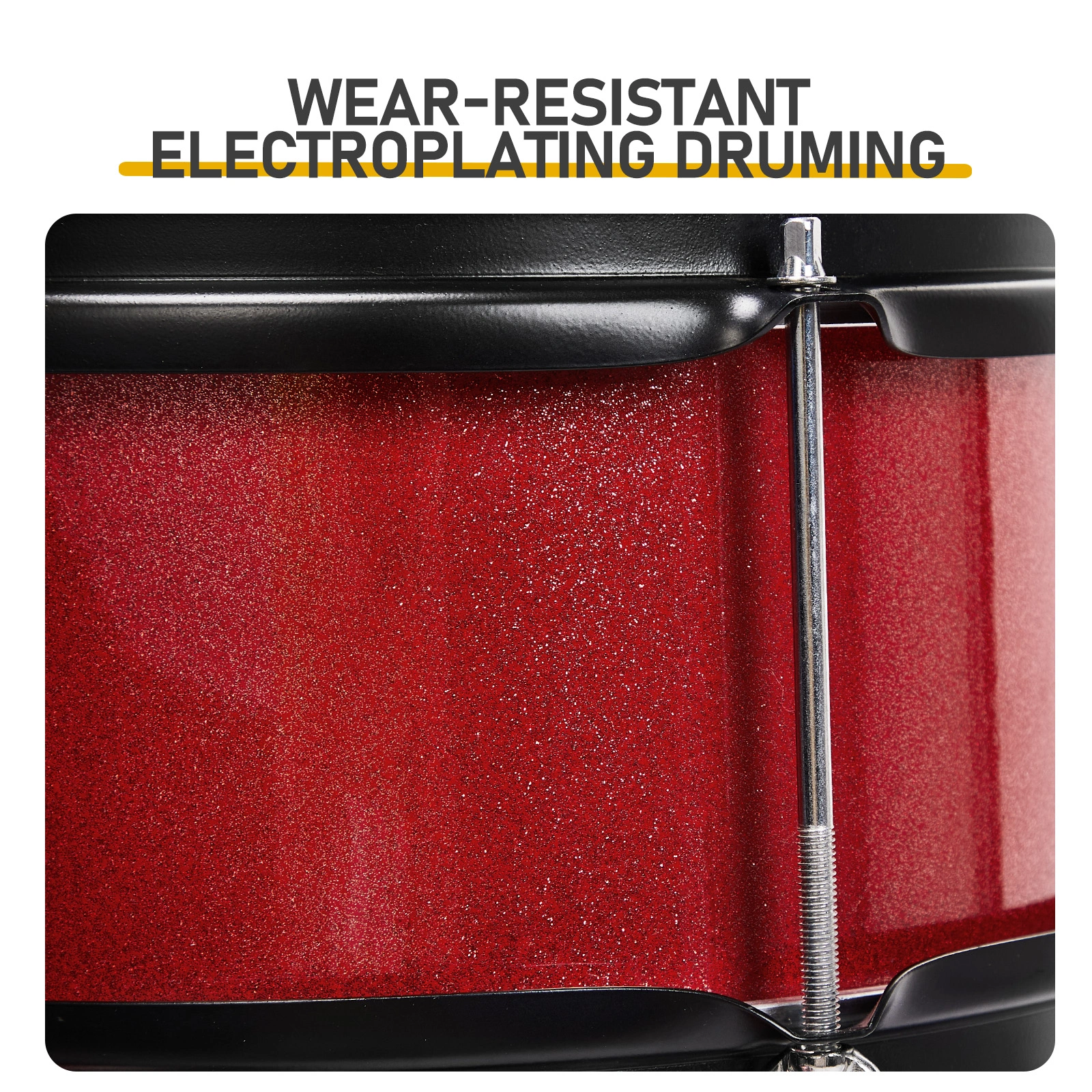 14"x10" 3-Pieces Junior Kids Drum Set Kit Pedal Drum Stick Wrench Drum Stool Red view 10