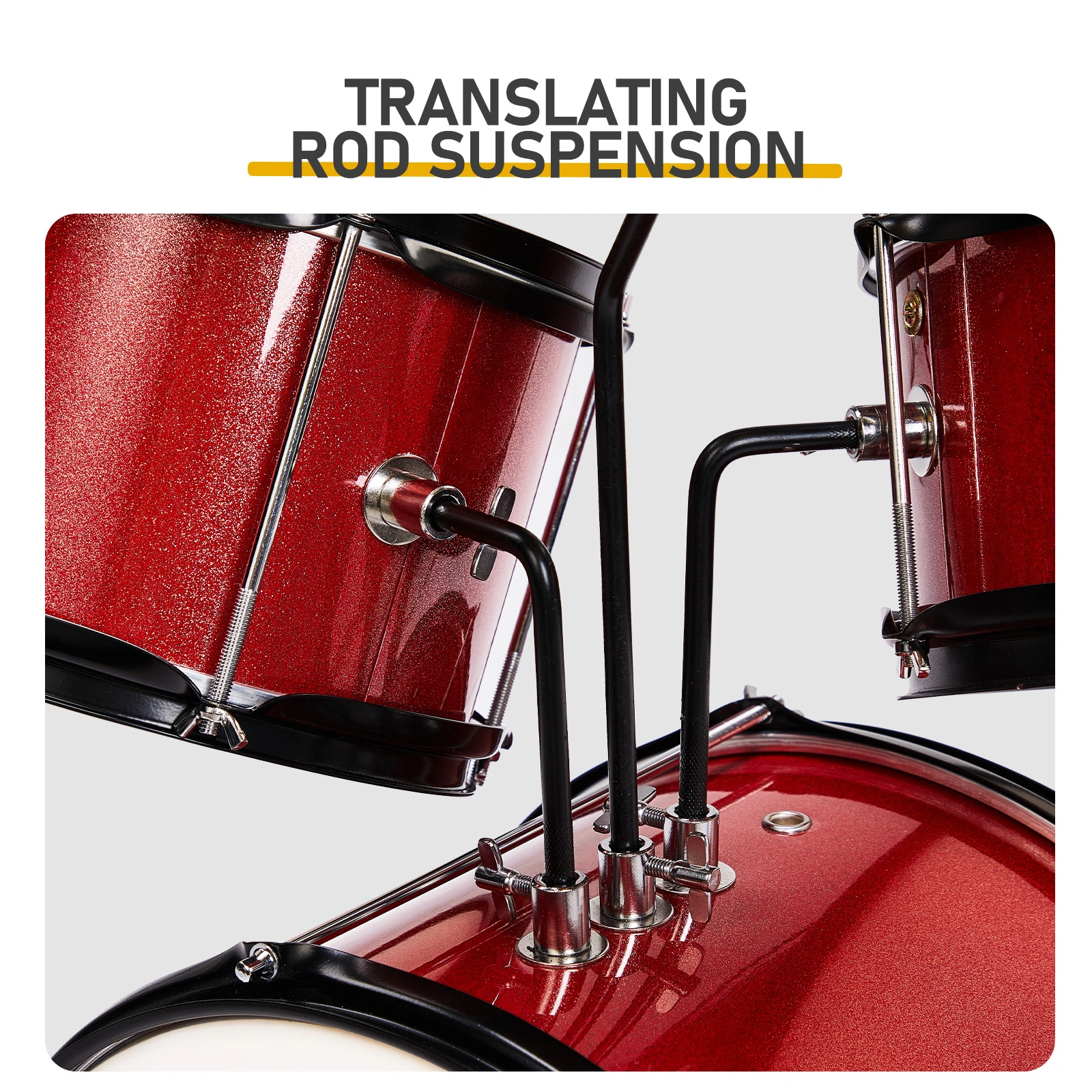 14"x10" 3-Pieces Junior Kids Drum Set Kit Pedal Drum Stick Wrench Drum Stool Red view 6