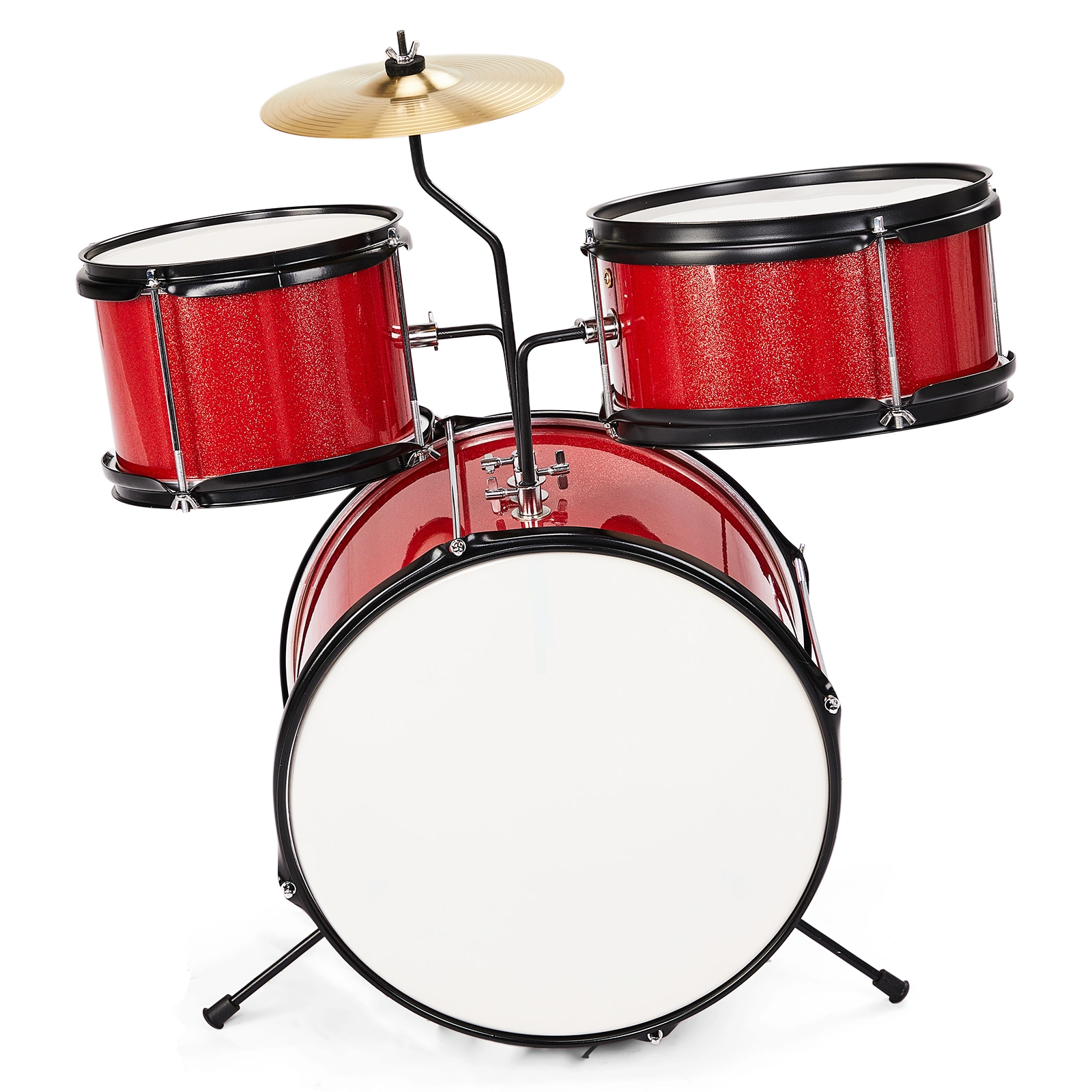 14"x10" 3-Pieces Junior Kids Drum Set Kit Pedal Drum Stick Wrench Drum Stool Red view 7