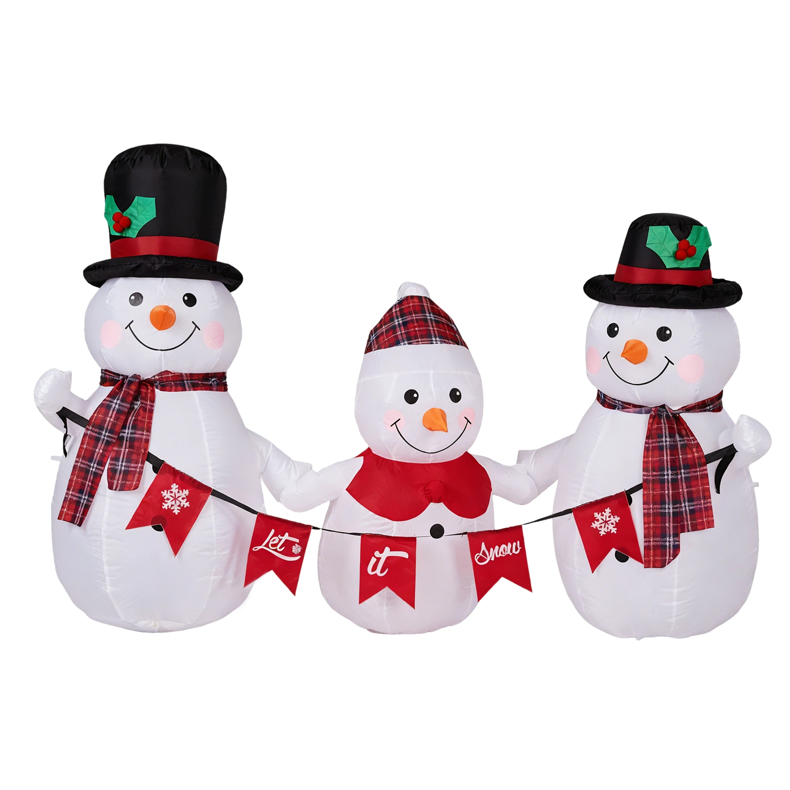 6.2FT Lighted Christmas Inflatable Decoration, Inflatable Snowman Family with Bunting, Blow Up Yard Decor with LED Lights for Holiday Party Front Lawn view 2