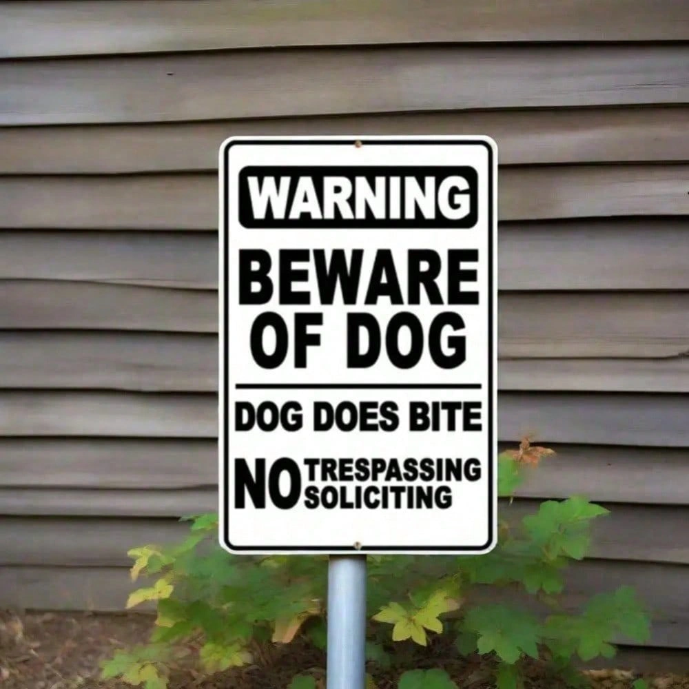 CIFbuy BiteGuard Pro Beware of Dog Sign Deterrent Warning Plaque Home Security Outdoor Indoor Funny Halloween Yard Wall Decoration (TikTok, temu pick-up service)