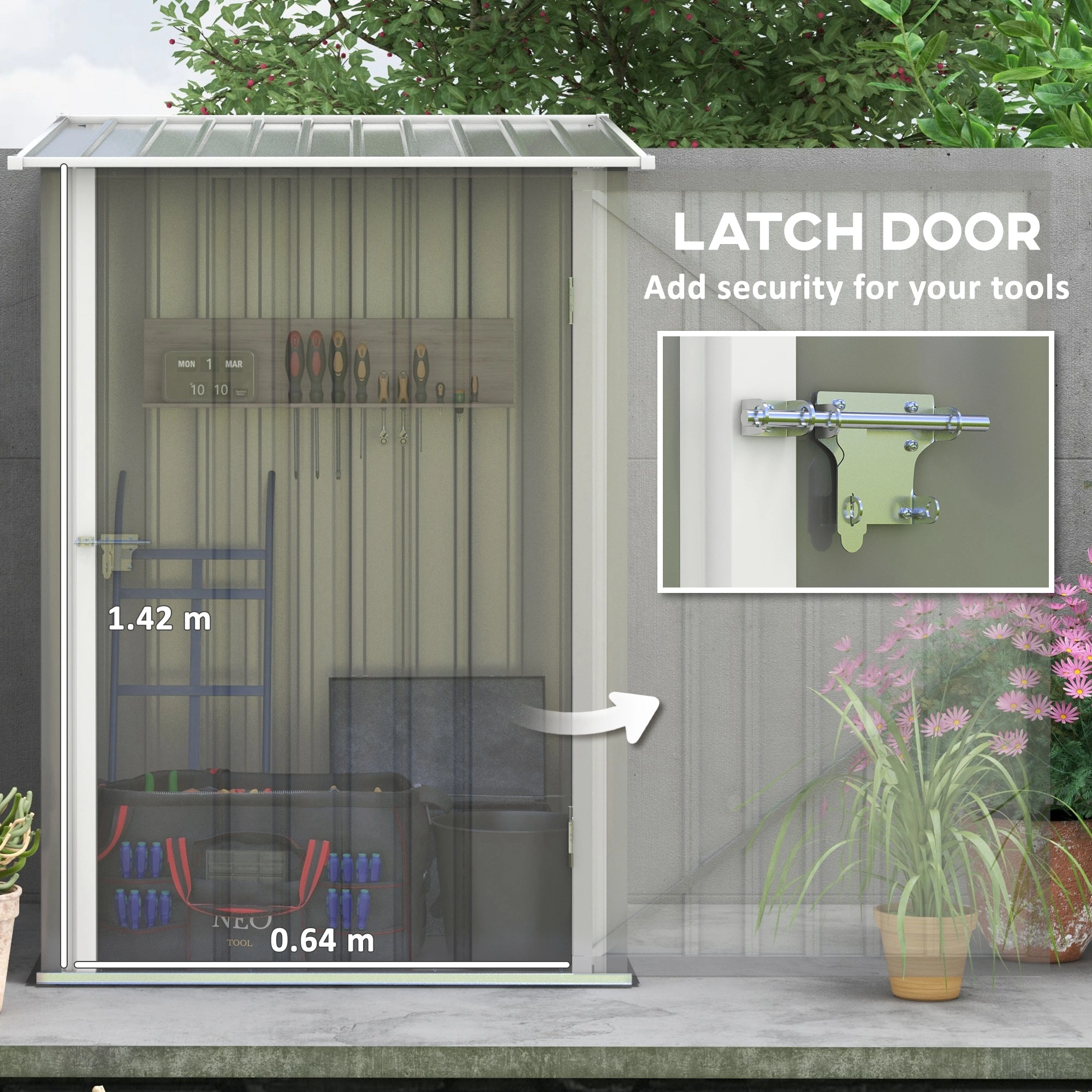 Outdoor Garden Storage Shed - Waterproof Tool House Chest, Rustic Resin Deck Box for Patio & Backyard view 3