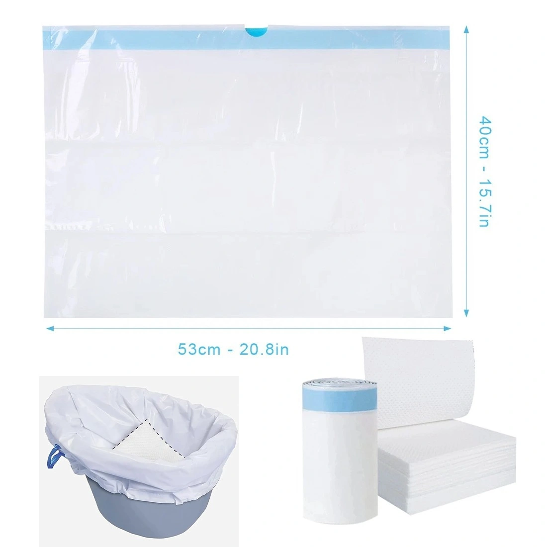 160 Pack Commode Liners Disposable Bags with Absorbent Pad, Odorless Universal Toilet Seat Covers for Home Care UK view 3