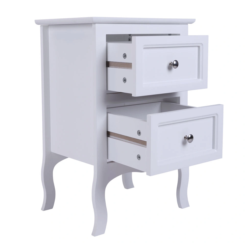 Country Style Two-Tier Night Table Large Size White view 15