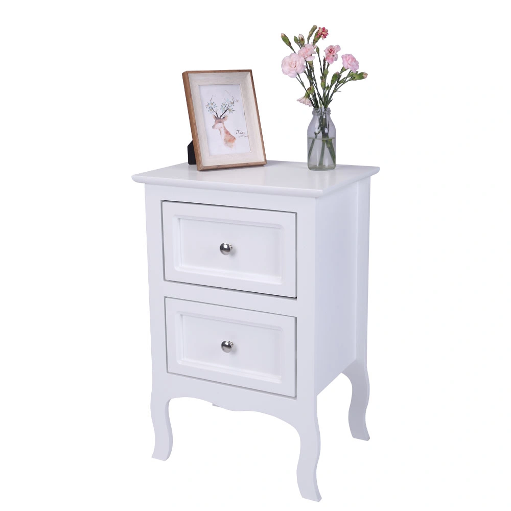 Country Style Two-Tier Night Table Large Size White view 3