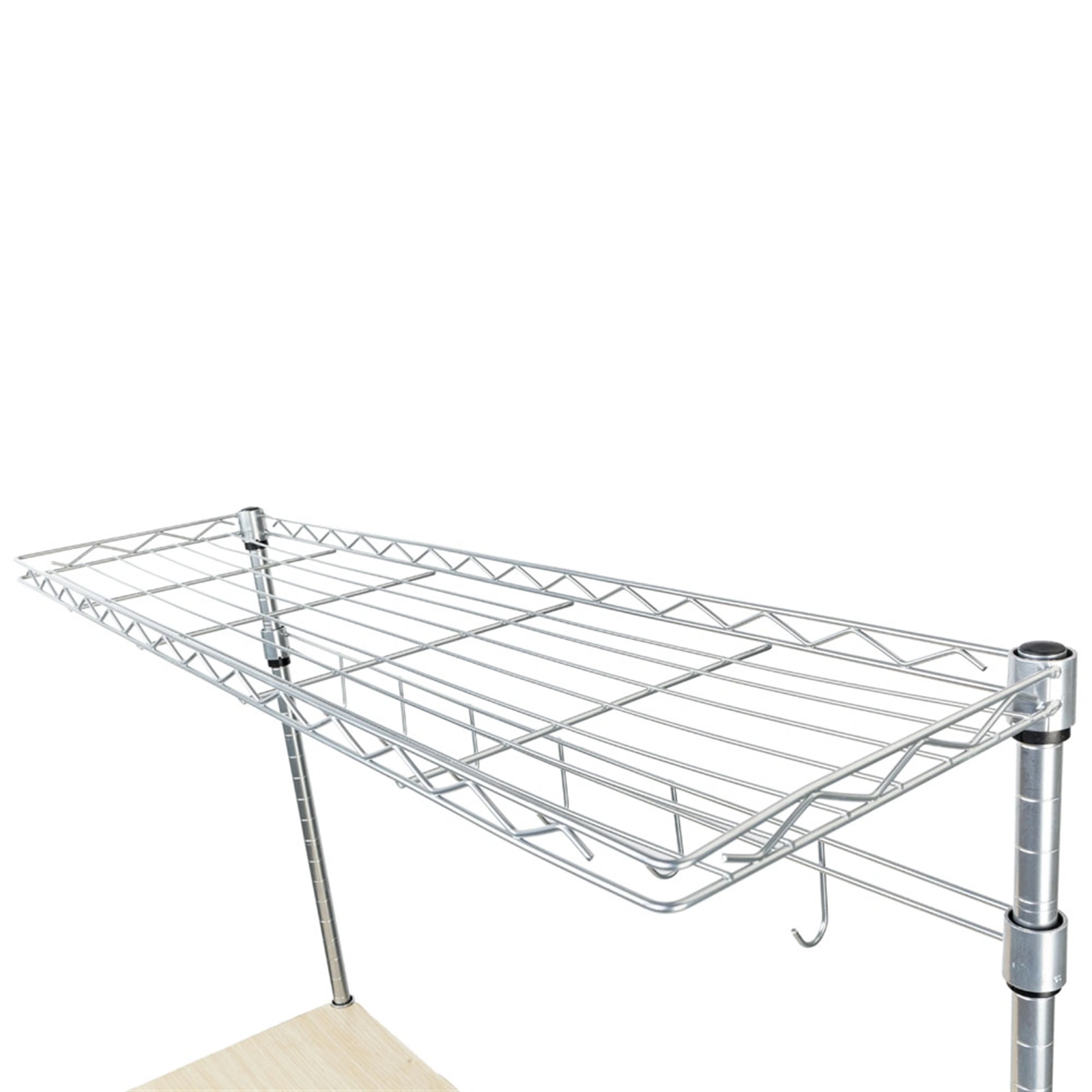 4-Tier Baker's Rack Microwave Oven Stand with MDF Board & 6pcs Wave Rods, Powder Coated Silver view 3