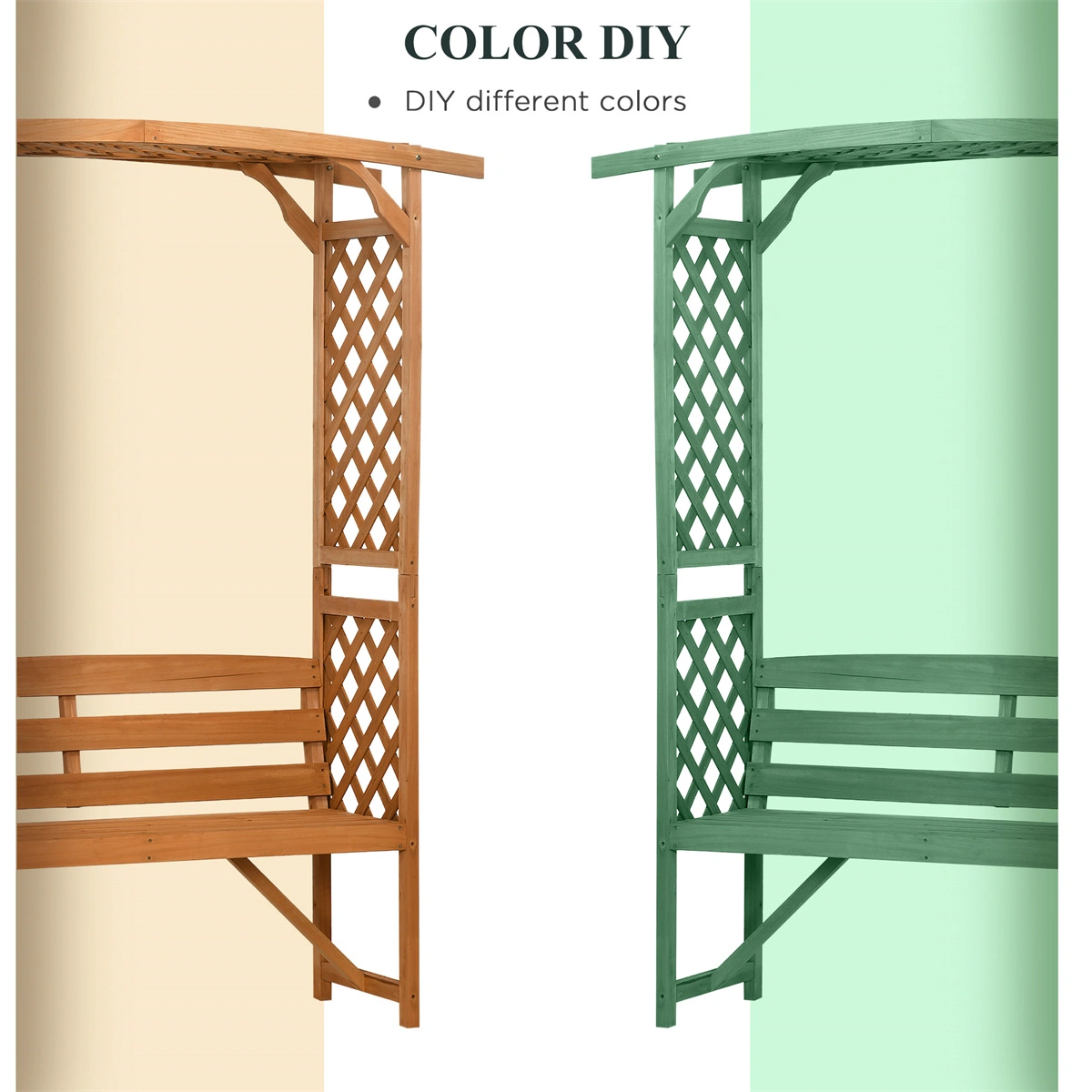 Outdoor Garden Bench with Cushion, 3-Seater Patio Bench Chair for Backyard, Deck, Porch - Weather-Resistant Outdoor Seating view 3