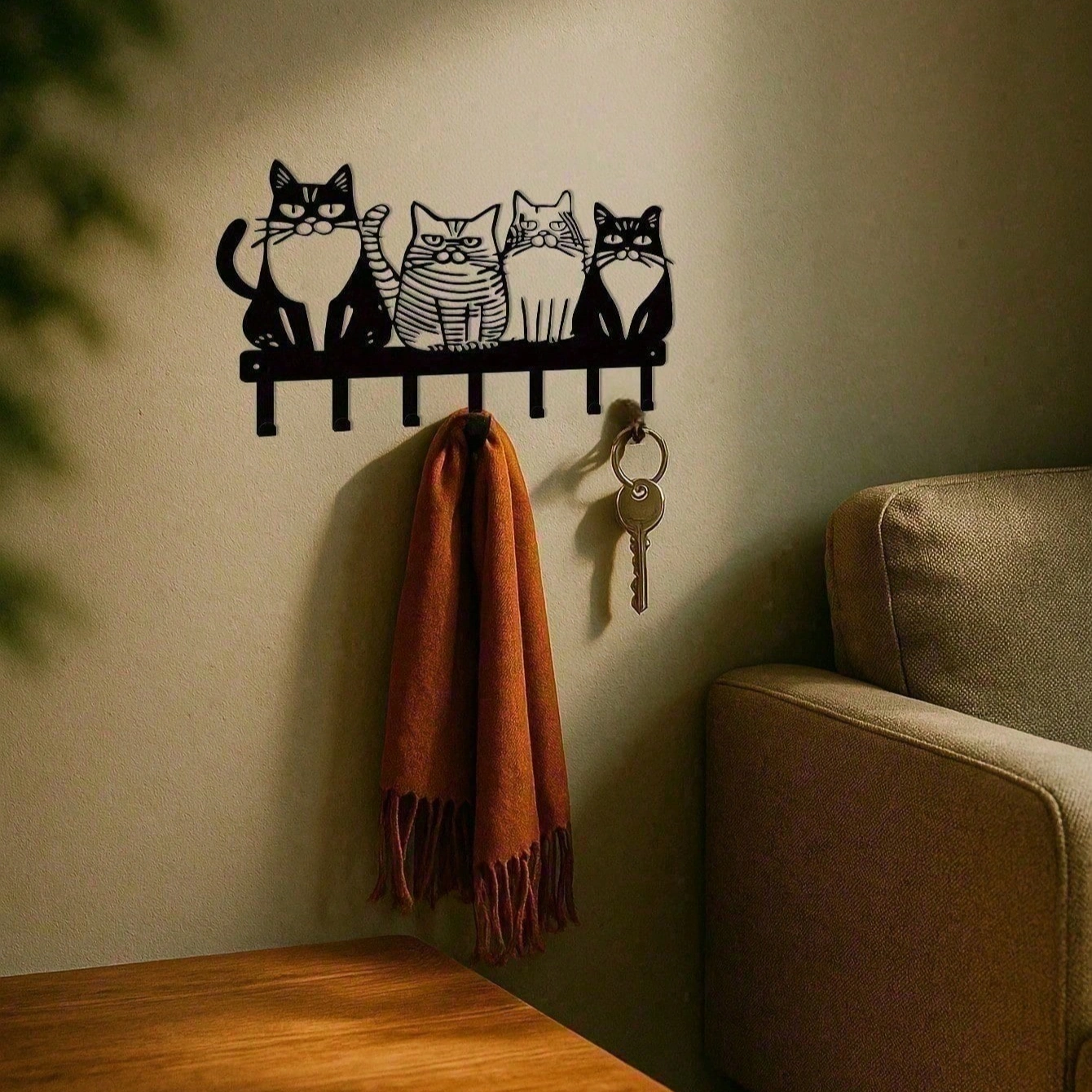CIFbuy Vintage Cat Metal Wall Hooks Entryway Towel Key Holder Cute Farmhouse Home Decor Gift (TikTok, temu pick-up service) view 2