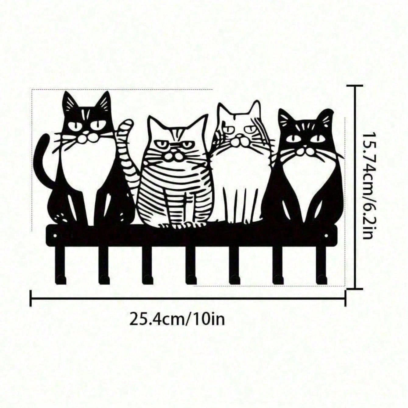 CIFbuy Vintage Cat Metal Wall Hooks Entryway Towel Key Holder Cute Farmhouse Home Decor Gift (TikTok, temu pick-up service) view 3