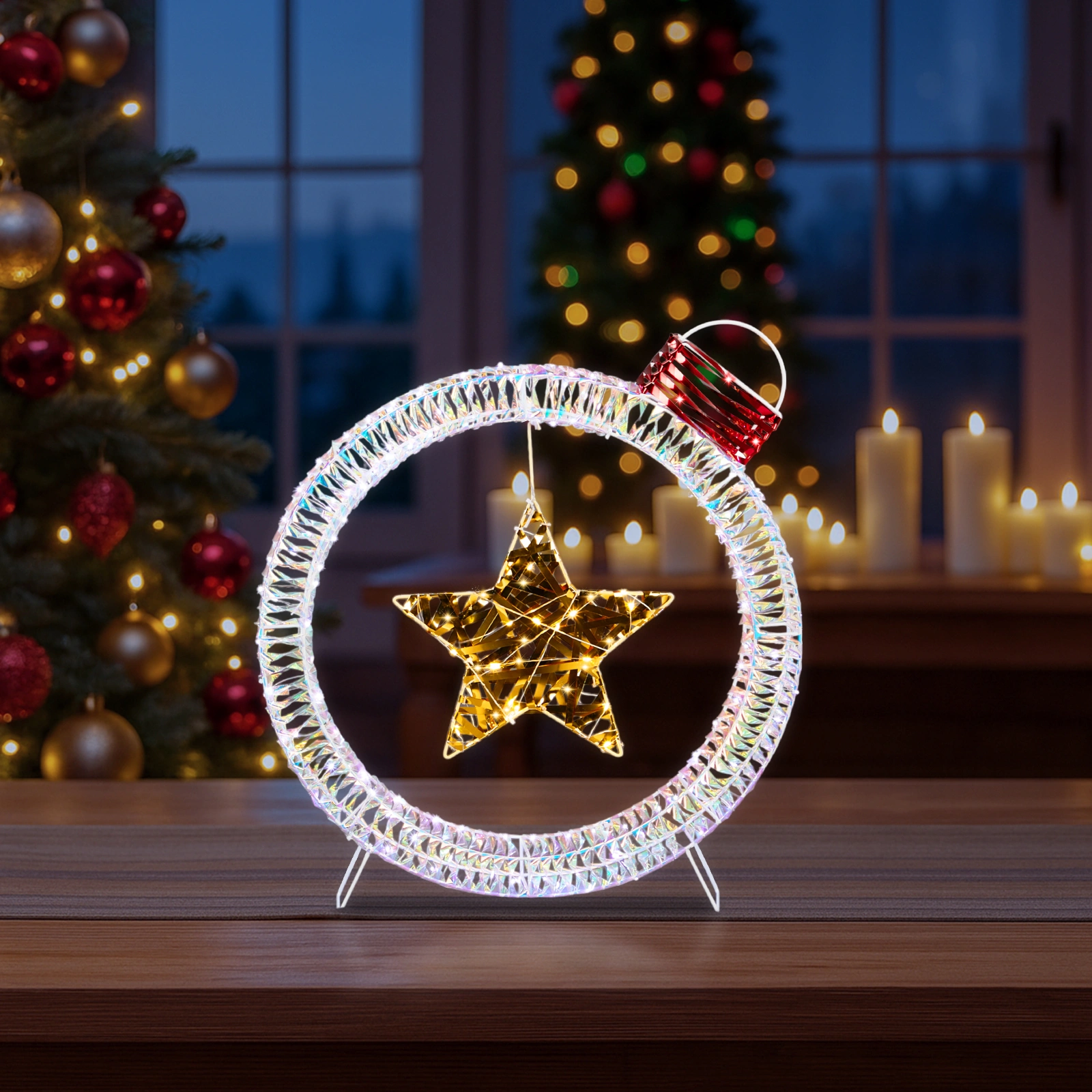 Set of 3 Lighted Iridescent Cut-out Light Bulb Christmas Decorations, Pre-lit Holiday Decor with 295 White LED Lights for Xmas Outdoor Indoor Decor Lighted Holiday Displays view 11