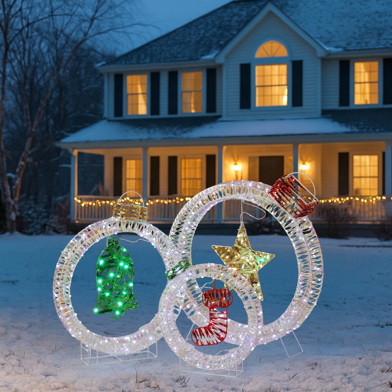 Set of 3 Lighted Iridescent Cut-out Light Bulb Christmas Decorations, Pre-lit Holiday Decor with 295 White LED Lights for Xmas Outdoor Indoor Decor Lighted Holiday Displays view 12