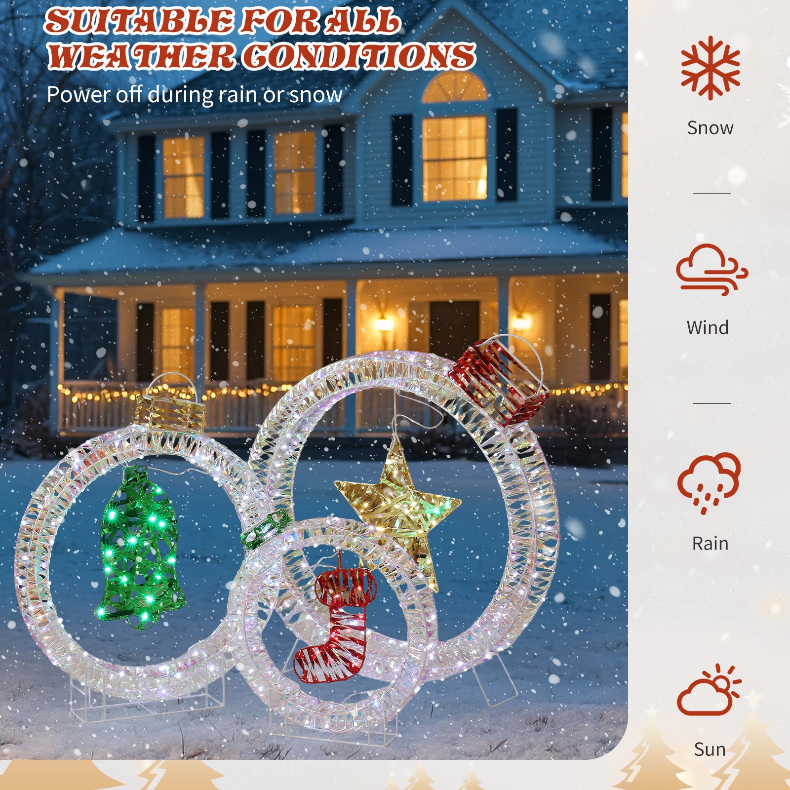 Set of 3 Lighted Iridescent Cut-out Light Bulb Christmas Decorations, Pre-lit Holiday Decor with 295 White LED Lights for Xmas Outdoor Indoor Decor Lighted Holiday Displays view 8