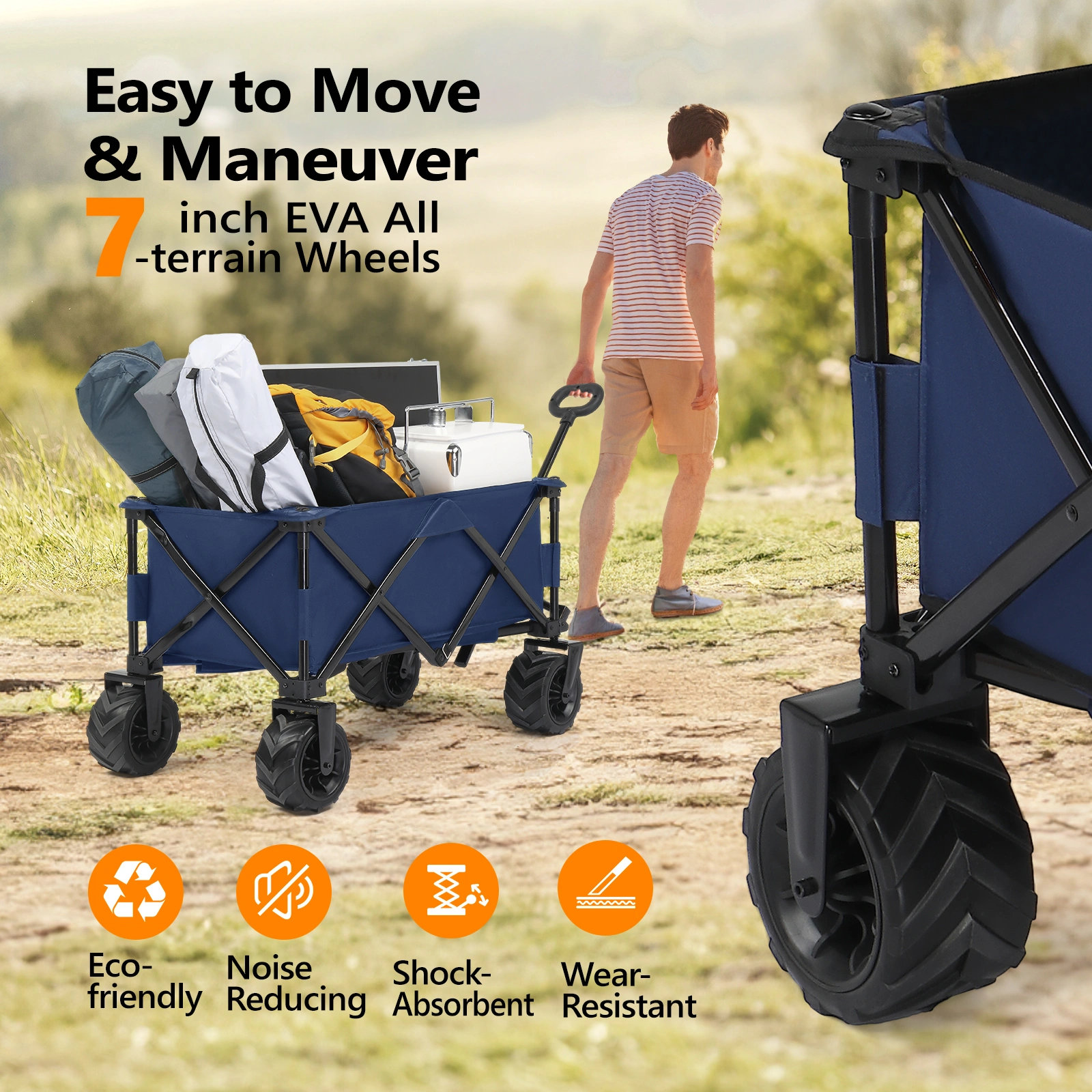 42*22*36inch Blue Garden Folding Cart view 7