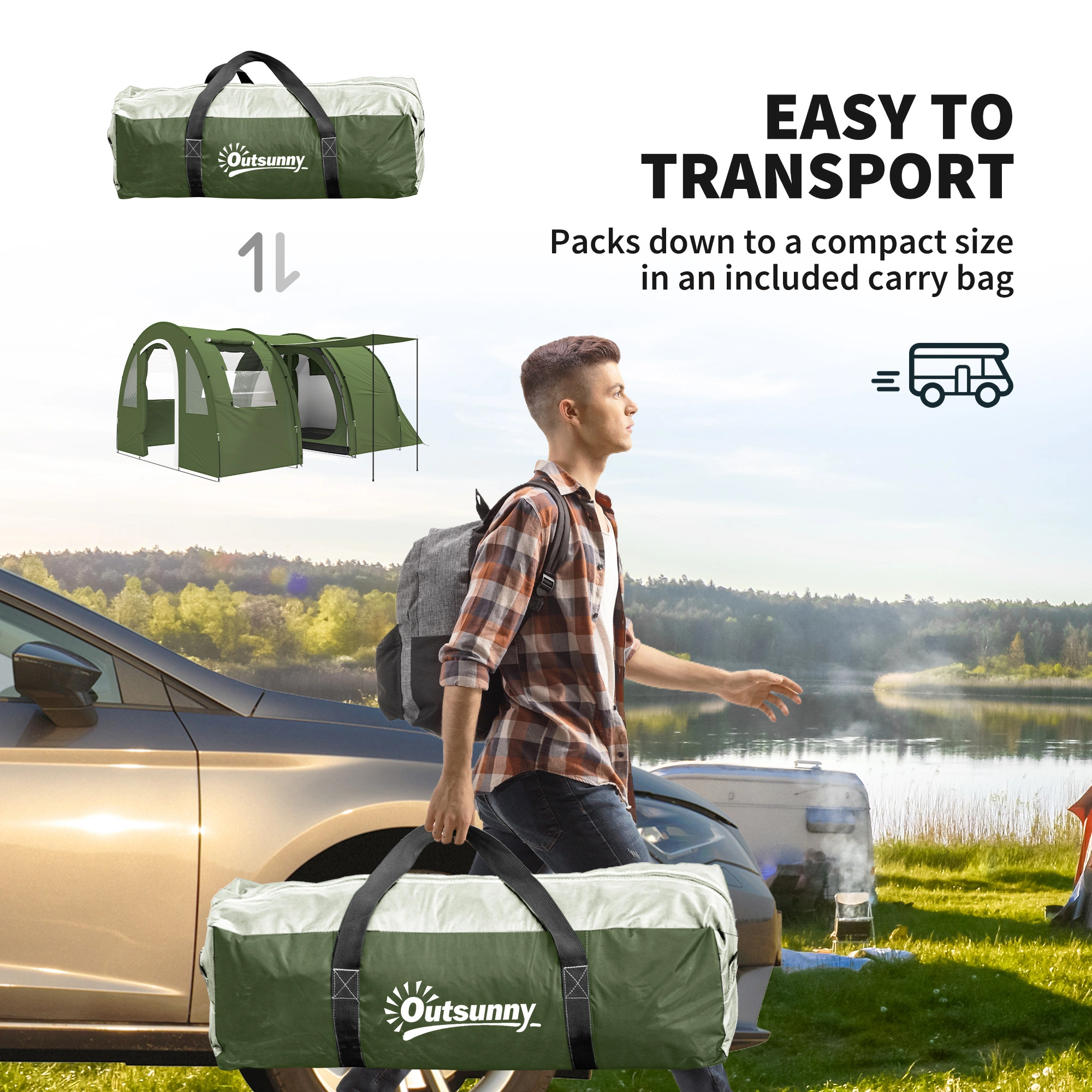 Camping Tent Waterproof Portable Outdoor Shelter for Family Adventure, Hiking & Backpacking view 2
