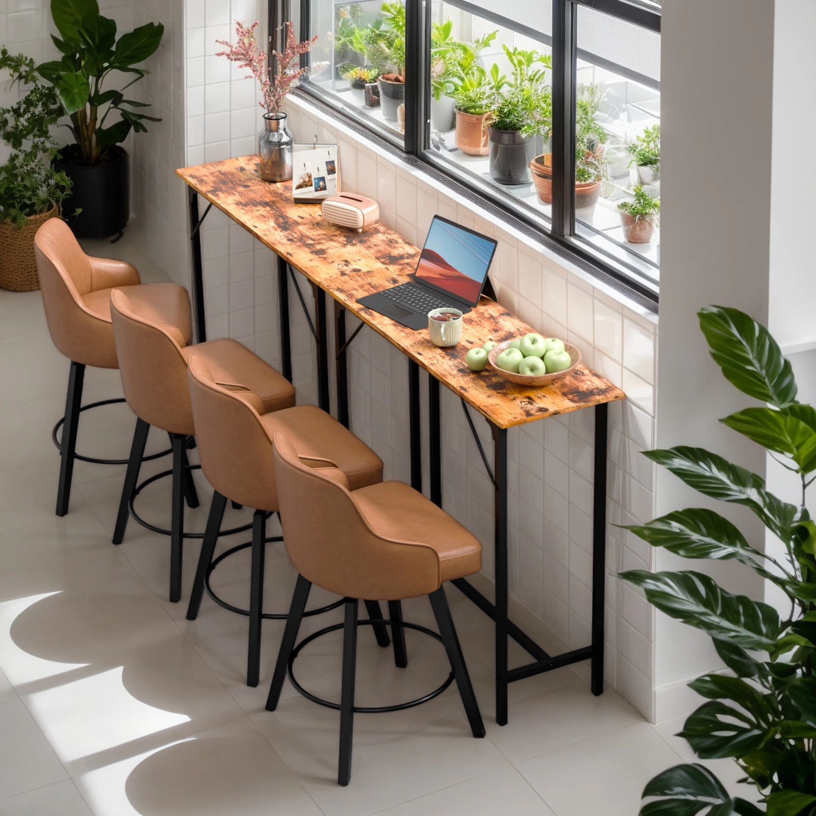 43-Inch Bar Table (Brown) - 209 lbs Capacity Pub Height Table with Durable MDF Top & Metal Frame, Ideal for Kitchen/Bar Counte view 6