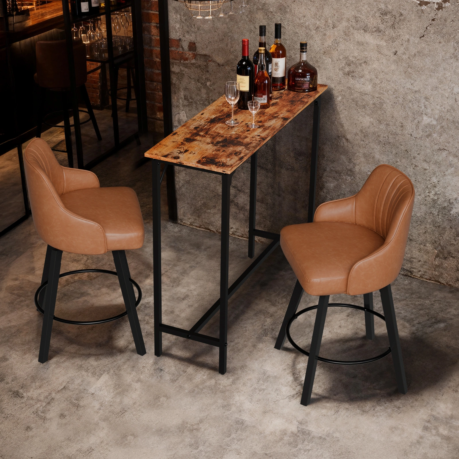 43-Inch Bar Table (Brown) - 209 lbs Capacity Pub Height Table with Durable MDF Top & Metal Frame, Ideal for Kitchen/Bar Counte view 7