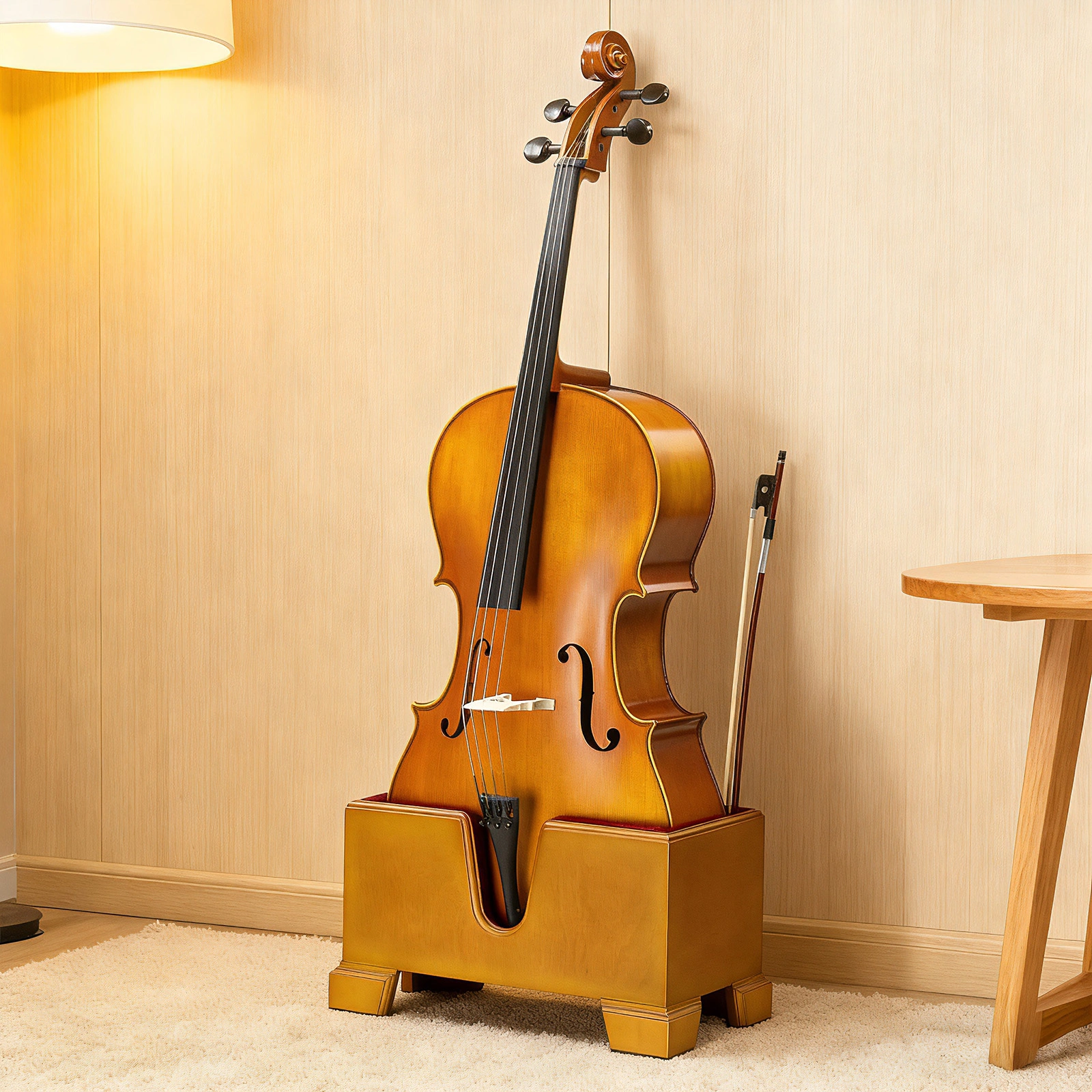 4/4 Natural Retro brown cello base with foam protective layer view 19