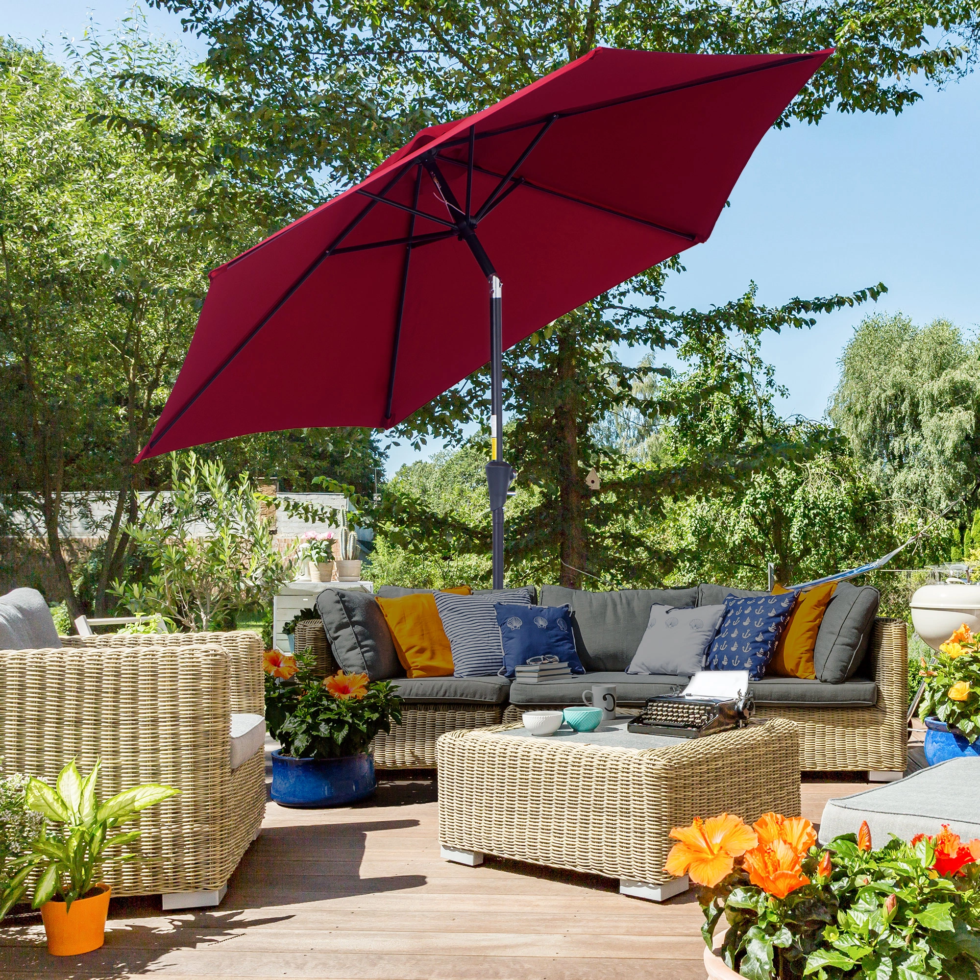 Cantilever Tilt Offset Patio Umbrella Outdoor Garden Parasol Amazon Shipping