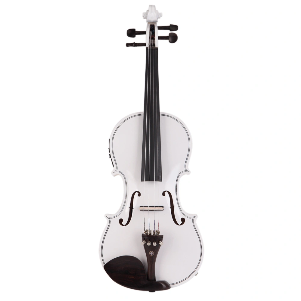 GV102 4/4 Solid Wood Violin Case Bundle with Bow, Strings, Shoulder Rest, Electronic Tuner, Cleaning Cloth - White view 3