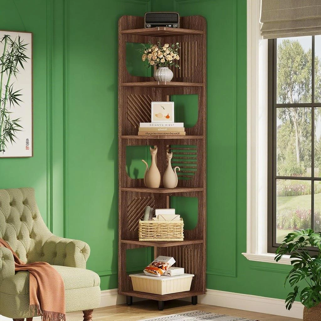 Bookshelf Storage Cabinet, Multi-Shelf Open Organizer Rack for Home Office & Living Room view 4