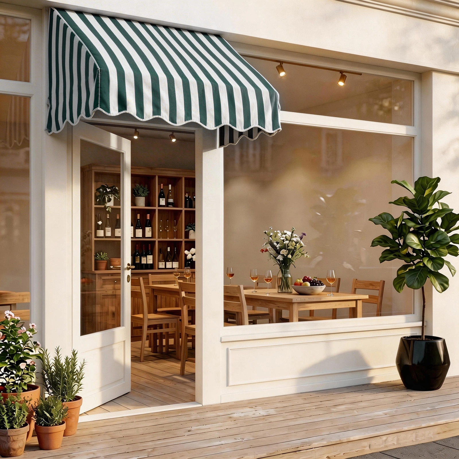 4' Window Door Awning Sun Shade Canopy Outdoor Patio Cover, Green & White Stripes view 14