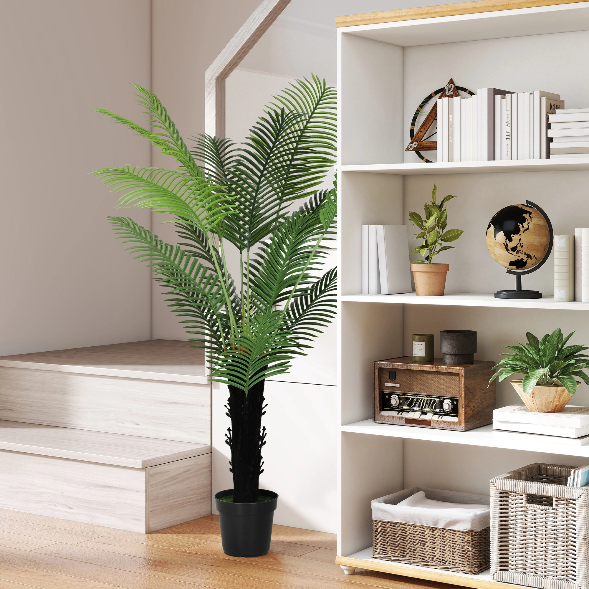 5ft Artificial Areca Palm Tree in Planter Lifelike Fake Palm for Living Room Yard