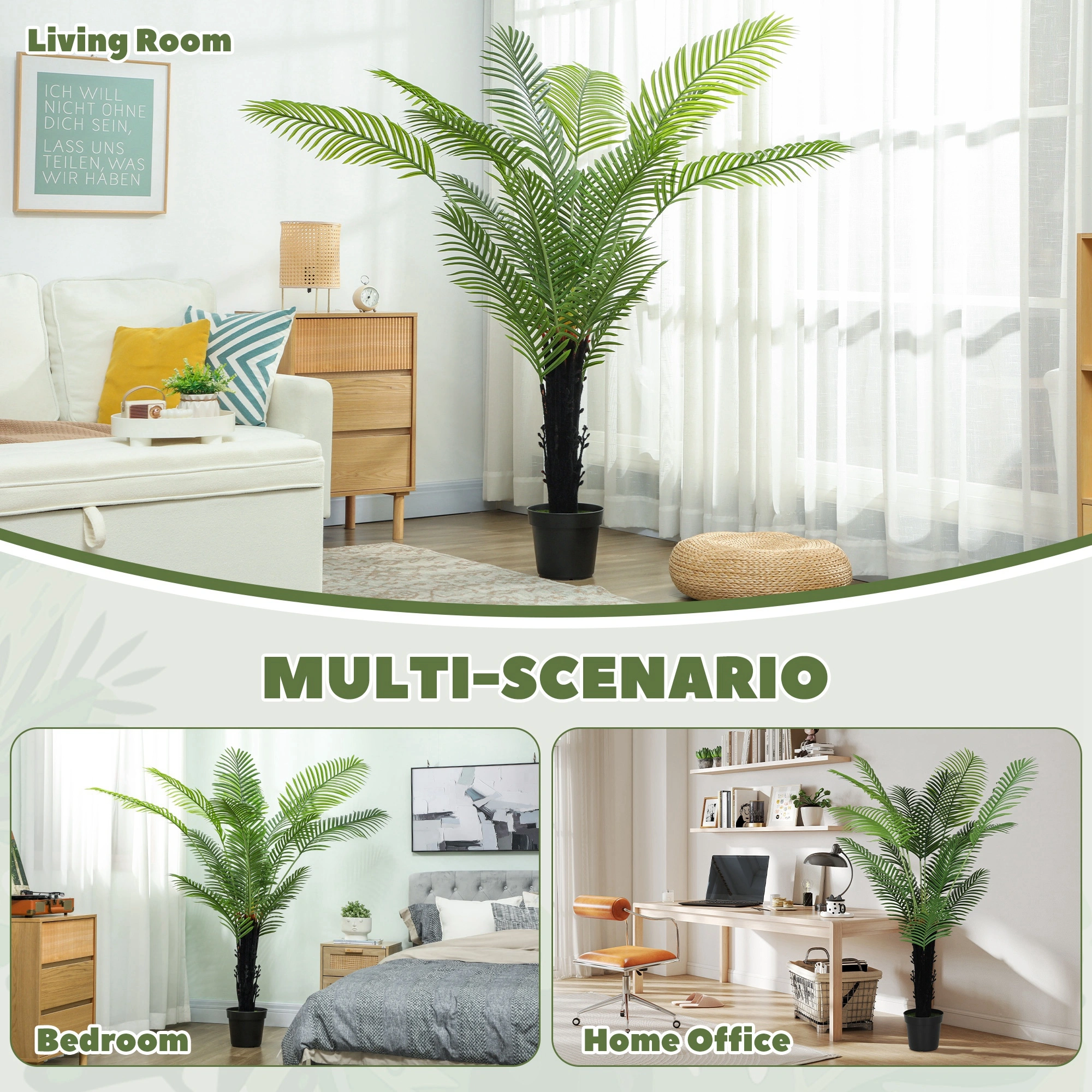 5ft Artificial Areca Palm Tree in Planter Lifelike Fake Palm for Living Room Yard view 5