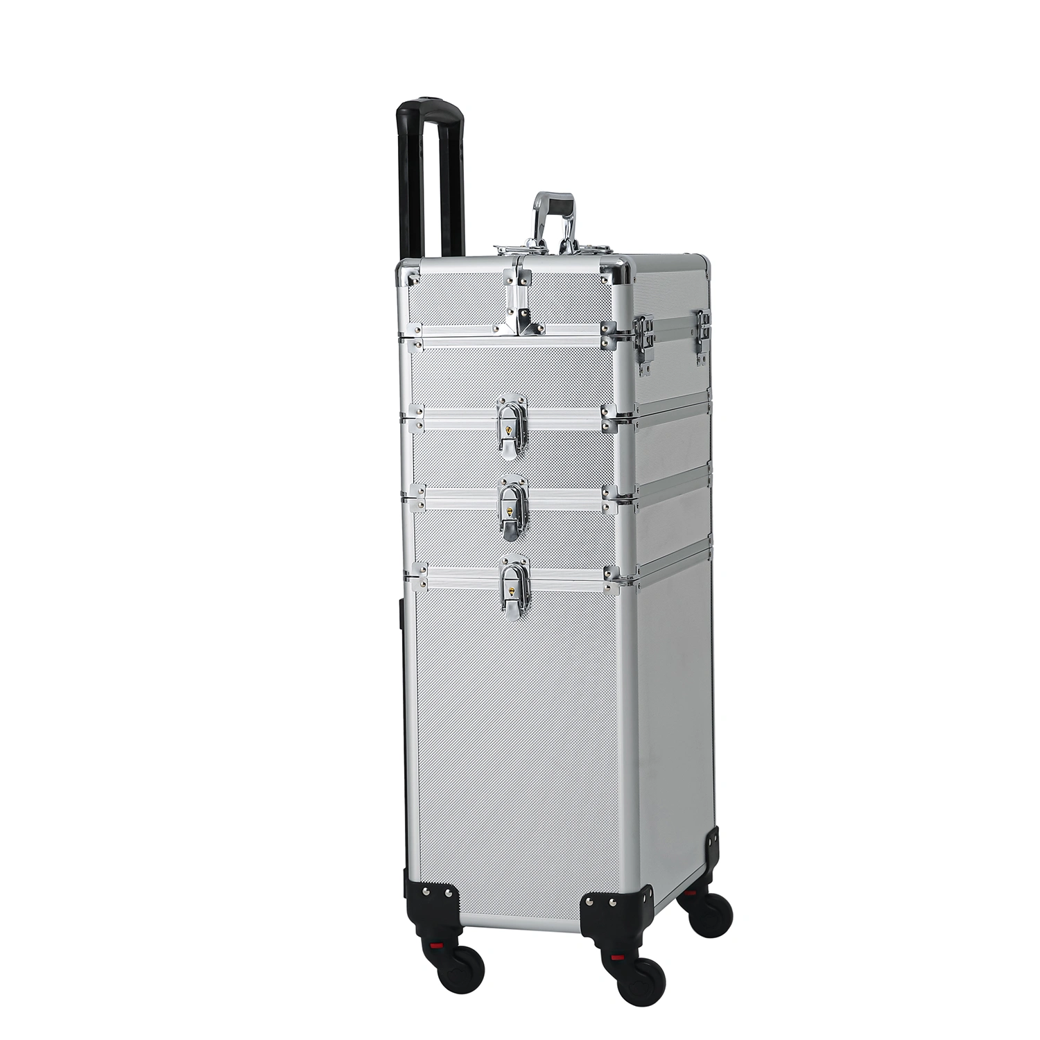 Silver Aluminum Rolling Makeup Case 4-in-1 Interchange view 2