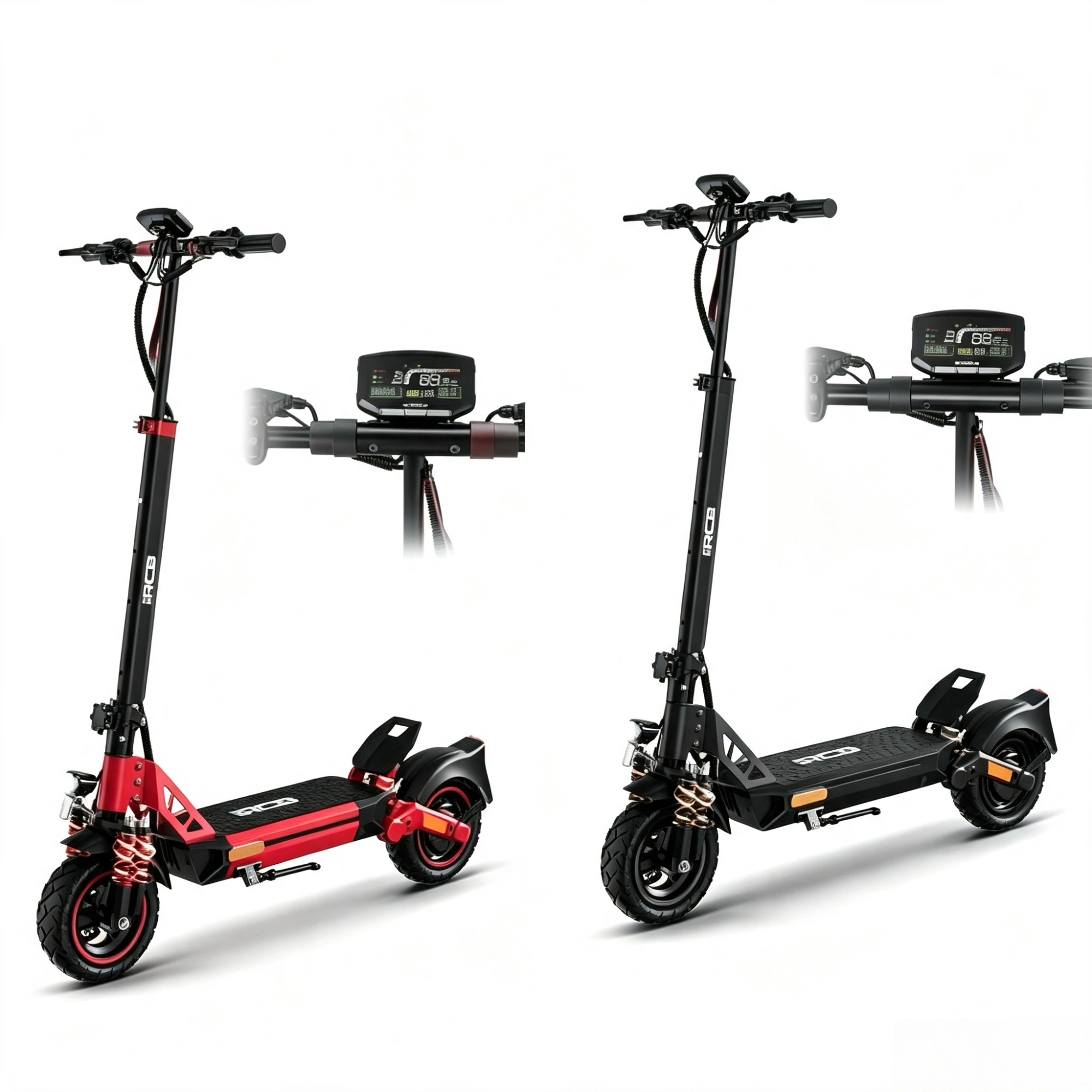 RCB D5 Foldable Electric Scooter 500W Motor 27Ah Battery 25KM/H with Front Rear Suspension 10 Inch Tyres Long Range Commuter E-Scooter