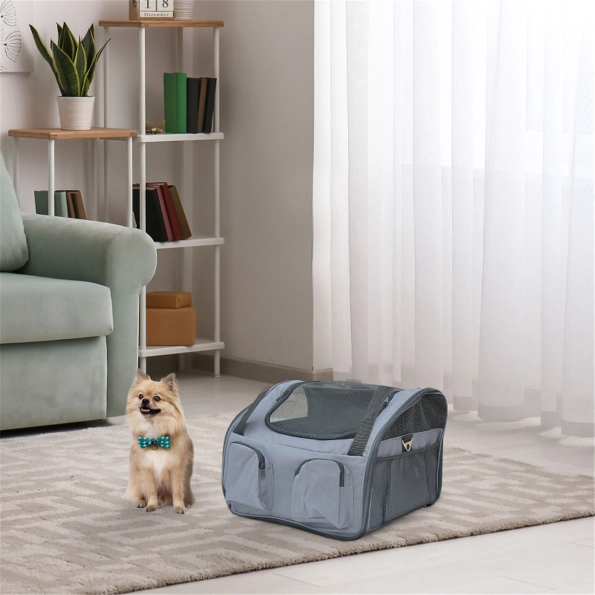 Pet Carrier Bag, Soft Sided Portable Travel Crate for Small Dogs & Cats, Airline Approved Up to 15 lbs, Foldable with Mesh Windows, Black