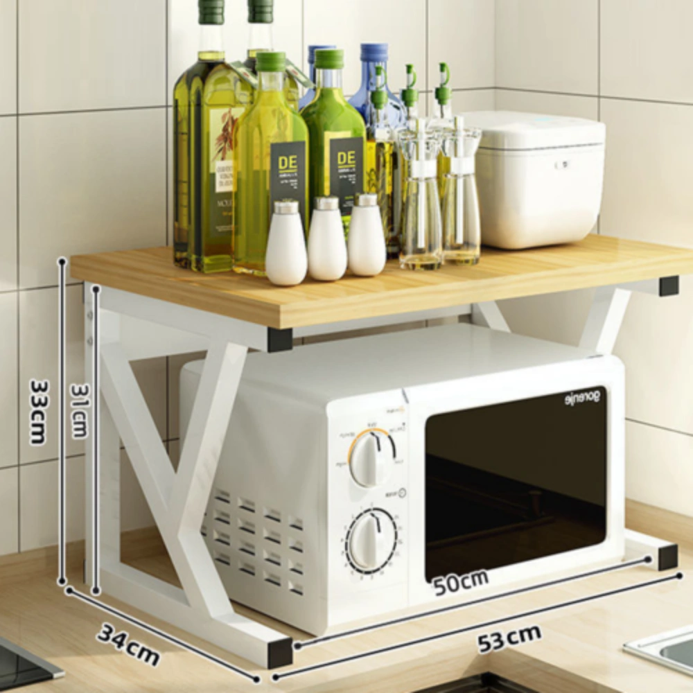 2-Tier Microwave Oven Stand, Black Kitchen Corner Storage Shelf view 2