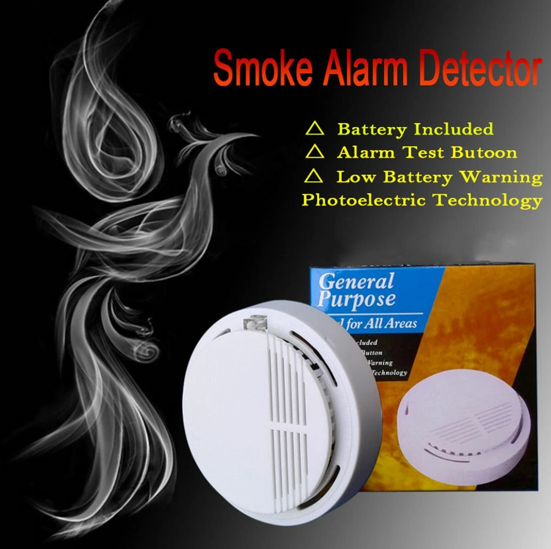 (2 Pack) Smoke Alarm Detector Home Fire Safety Sensor Alert Battery Included view 8