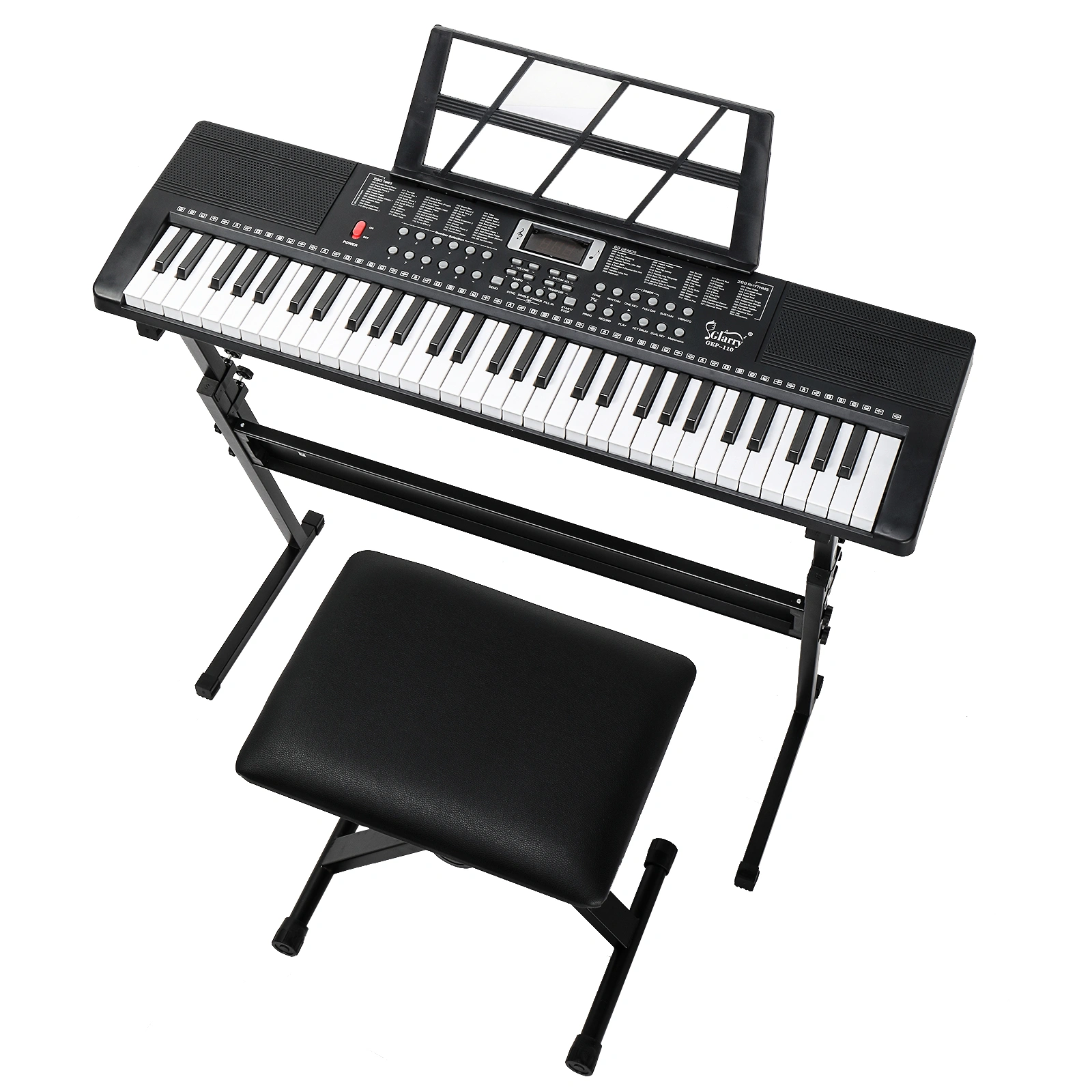 GEP-110 61 Key Keyboard with Piano Stand, Piano Bench, Built In Speakers, Headphone, Microphone, Music Rest, LED Screen, 3 Teaching Modes for Beginners view 13