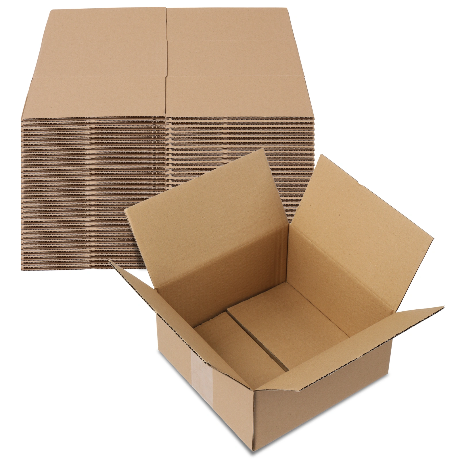 100 pieces, 8" x 8" x 4" (20.3x20.3x10.2cm) thick 2.6mm corrugated cardboard box, brown in color like kraft paper view 10