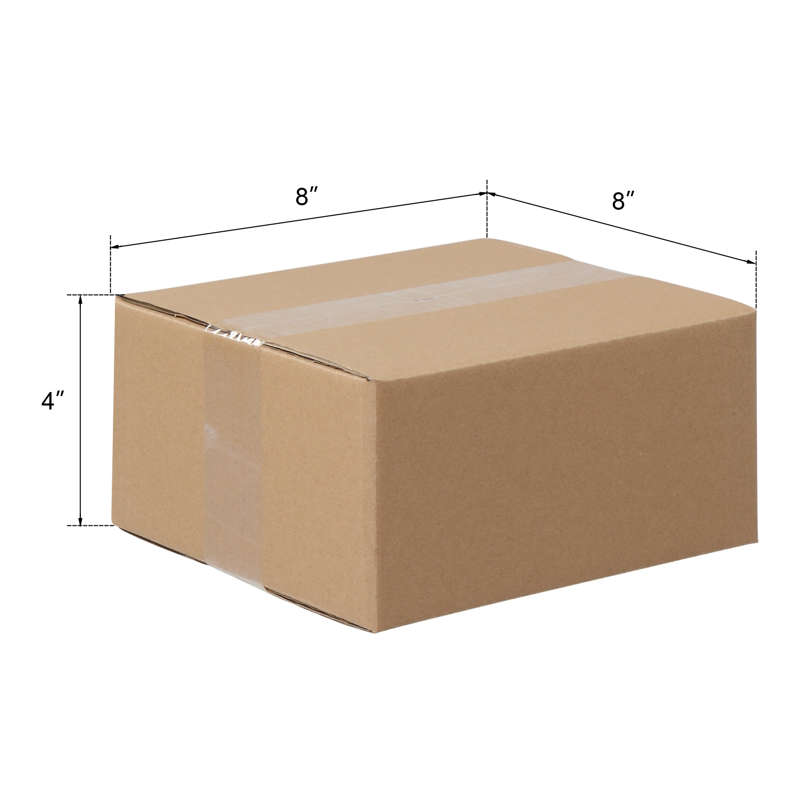 100 pieces, 8" x 8" x 4" (20.3x20.3x10.2cm) thick 2.6mm corrugated cardboard box, brown in color like kraft paper view 3