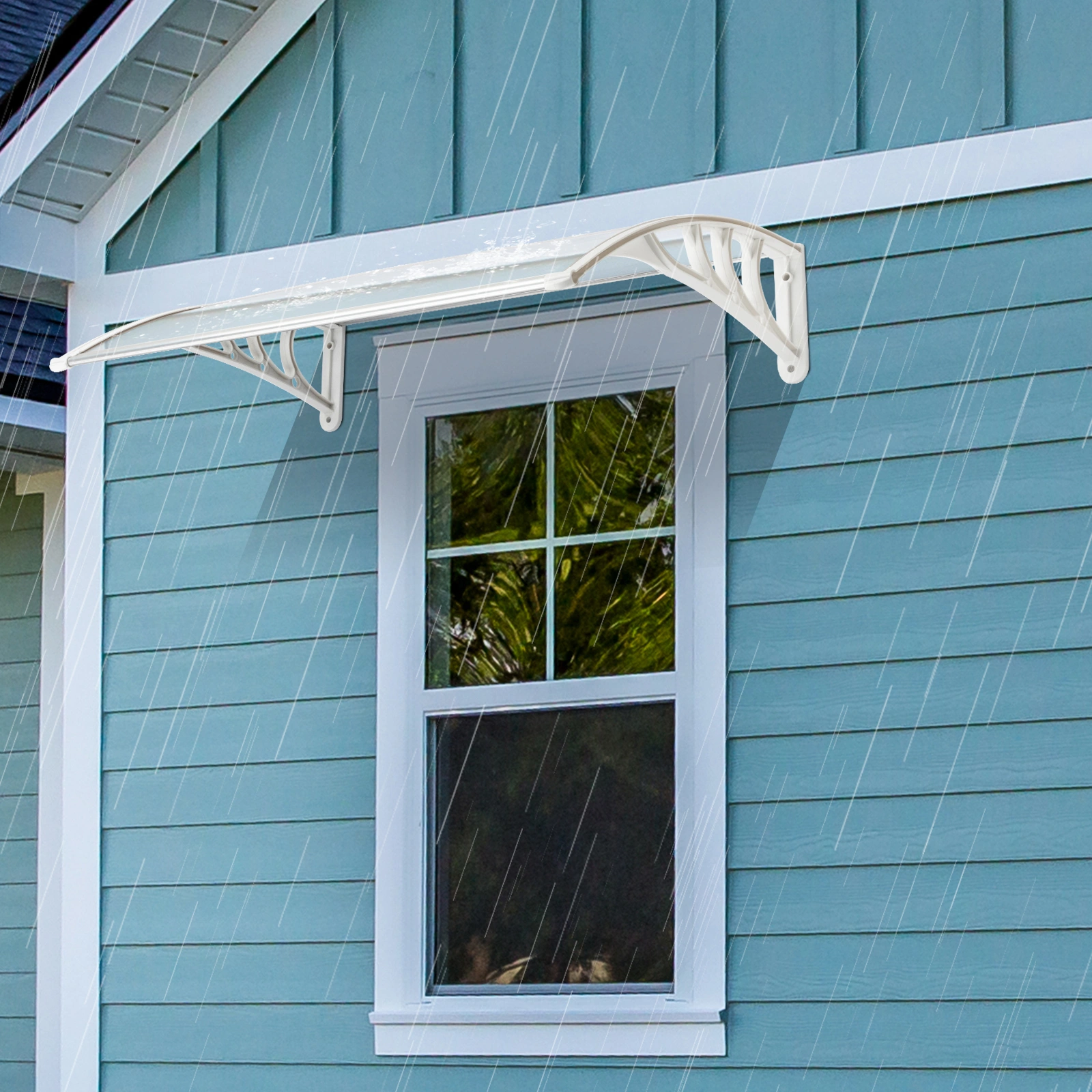 HT-100 x 80 Household Application Door & Window Rain Cover Eaves Transparent Board & White Holder view 30