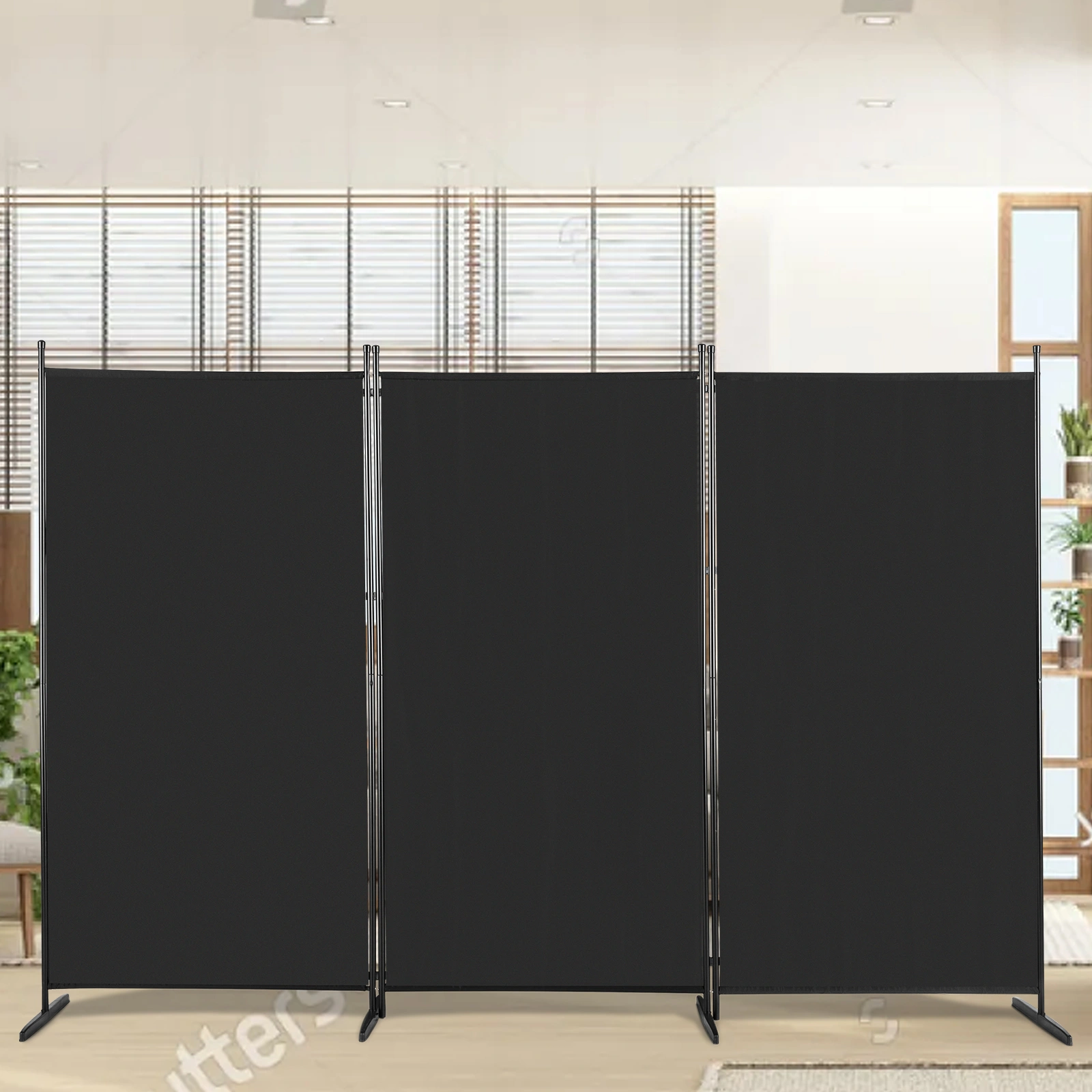 6FT Black Trifold Photography Backdrop Stand, Carbon Steel Frame, 130g Polyester Fabric, Foldable with Plastic Feet view 9