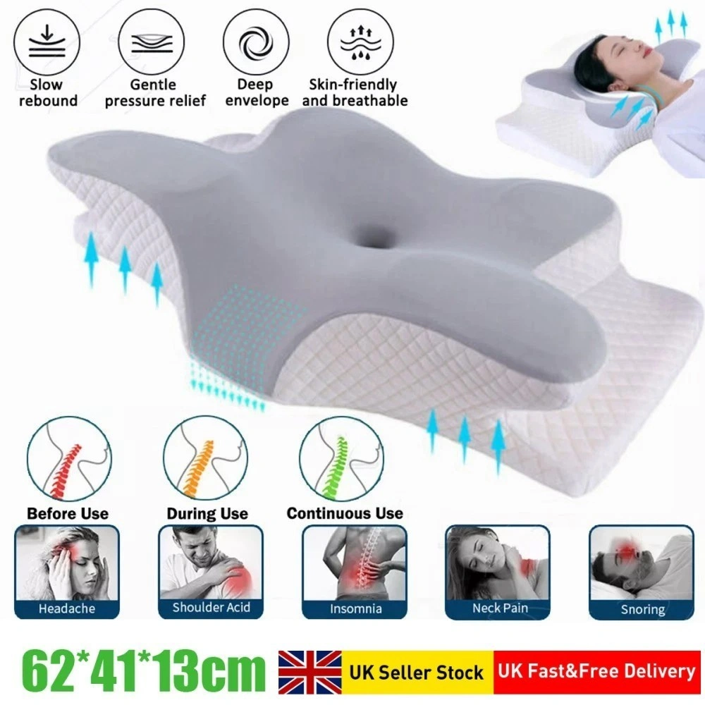 Cervical Memory Foam Neck Pillow - Orthopedic Neck & Back Support, Anti-Snore Travel Pillow view 2