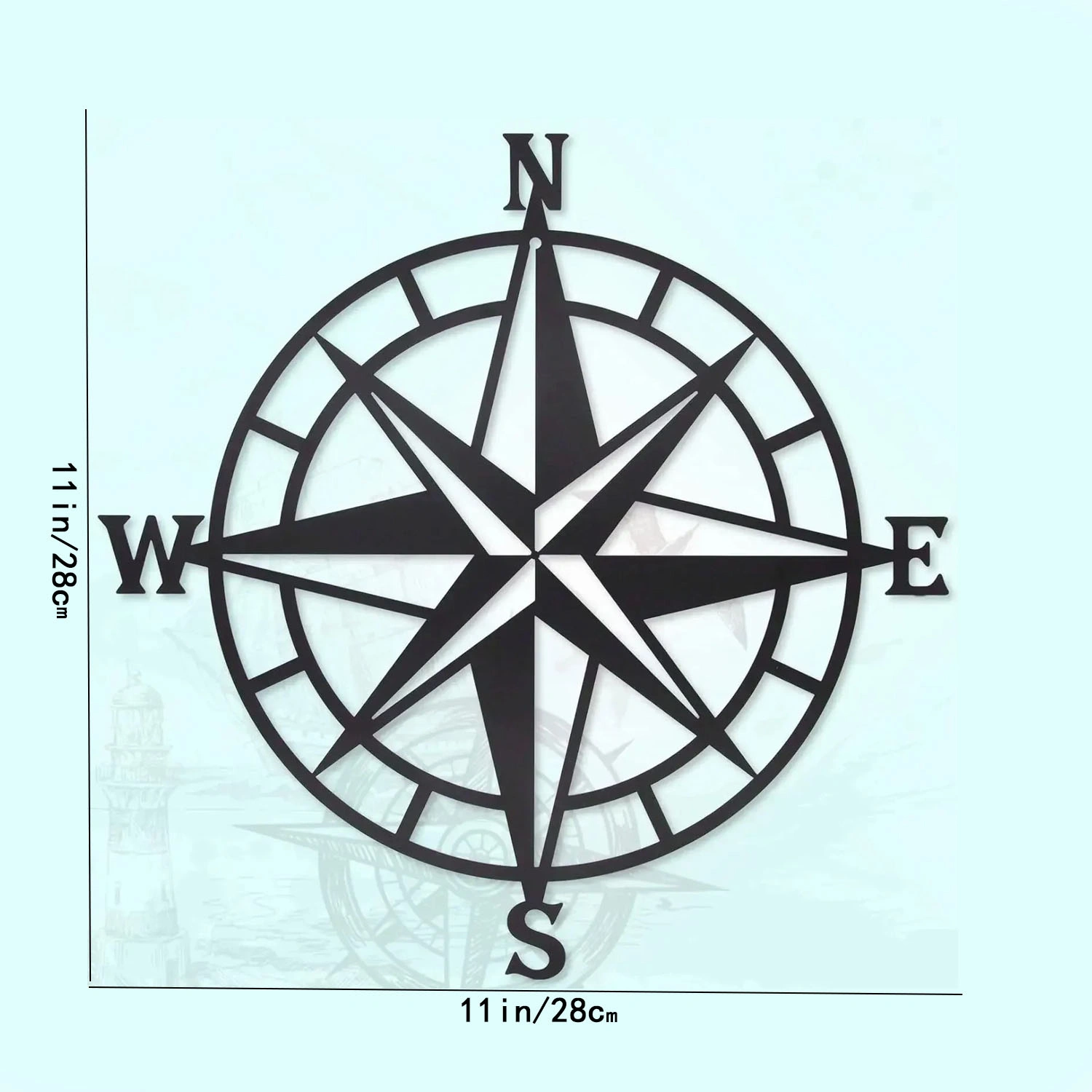 CIFbuy Gorgeous Black Metal Nautical Compass Wall, a Stunning Ocean - Theme Wall Hanging Art, a Stand - out Stylish Home Decor with Iron Art Silhouette, Wall Sculptures.(TikTok/temu self-pickup orders)