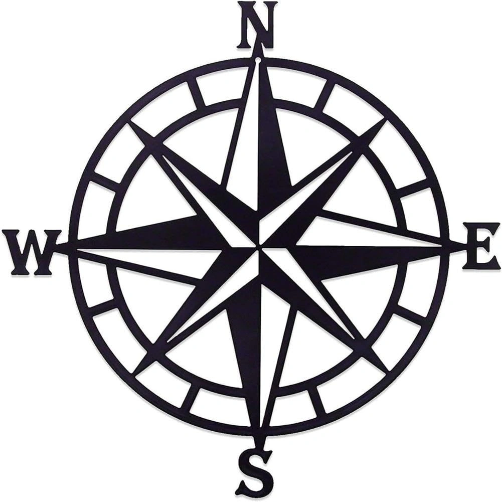 CIFbuy Gorgeous Black Metal Nautical Compass Wall, a Stunning Ocean - Theme Wall Hanging Art, a Stand - out Stylish Home Decor with Iron Art Silhouette, Wall Sculptures.(TikTok/temu self-pickup orders) view 3