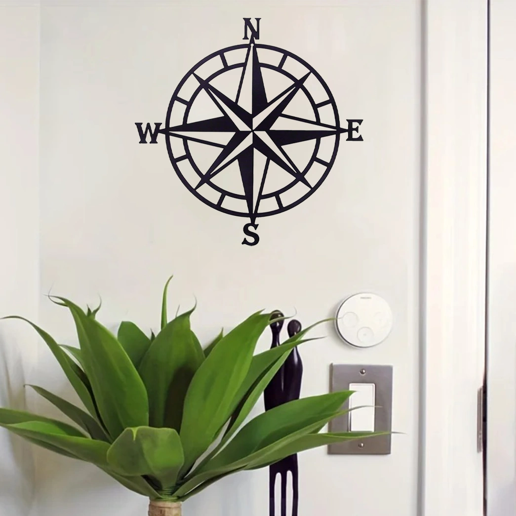 CIFbuy Gorgeous Black Metal Nautical Compass Wall, a Stunning Ocean - Theme Wall Hanging Art, a Stand - out Stylish Home Decor with Iron Art Silhouette, Wall Sculptures.(TikTok/temu self-pickup orders) view 6