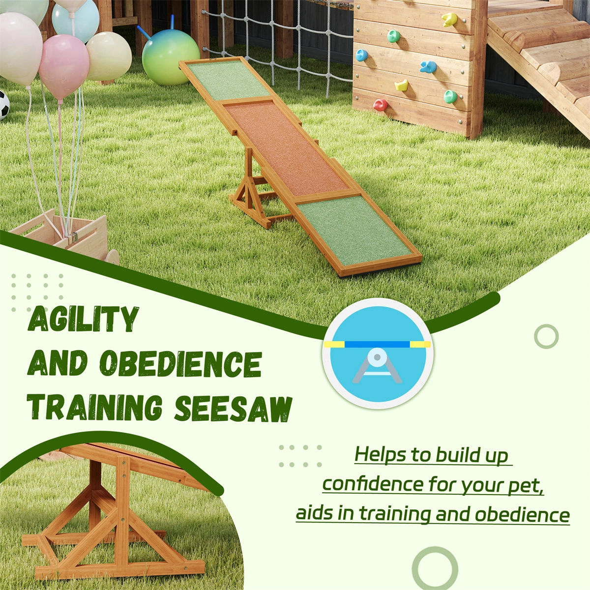 Dog Agility Ramp Pet Seesaw - Training Balance Board for Dogs & Cats, Outdoor Sports Equipment view 4