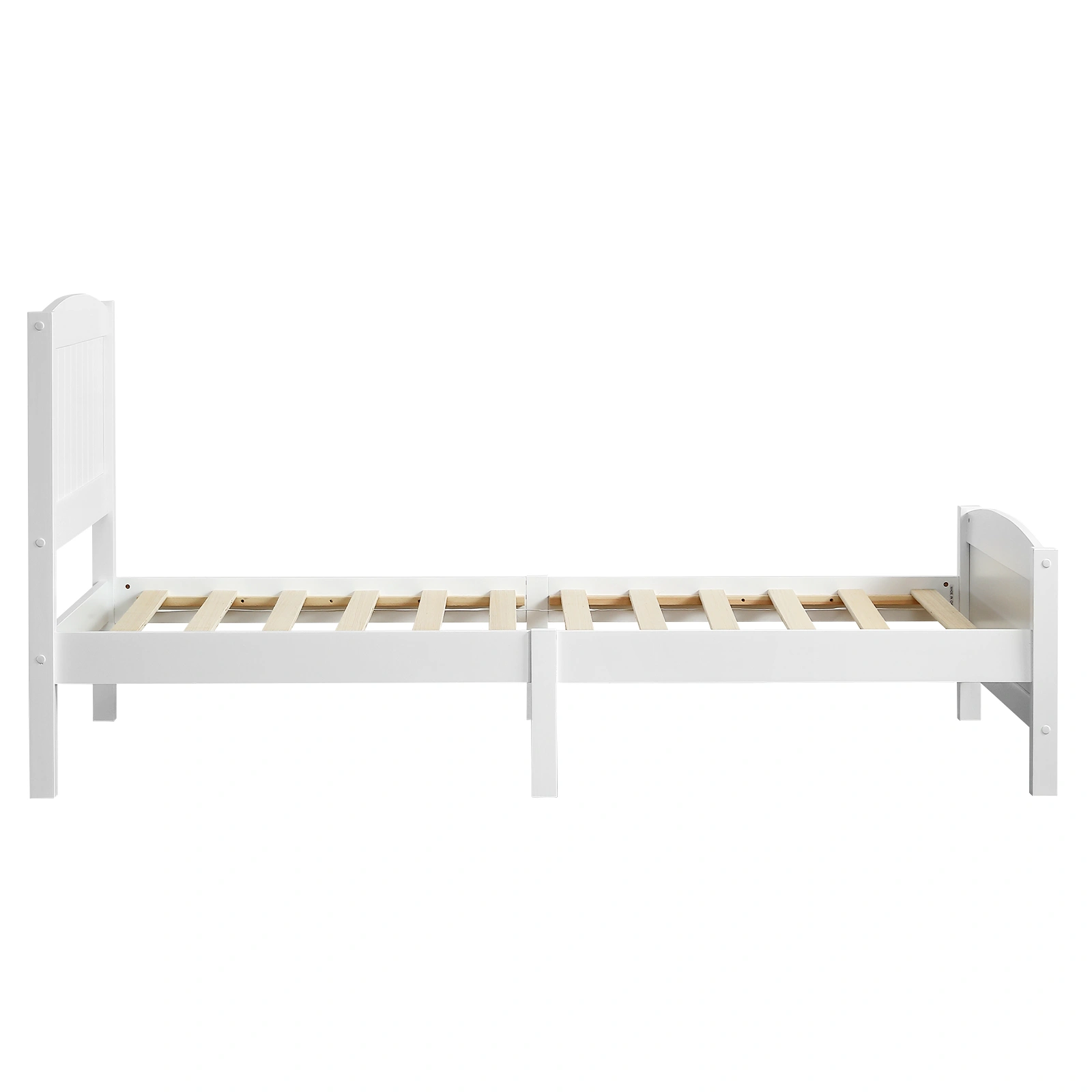 FCH Twin Pine Single-Layer Core Vertical Stripe Full-Board Curved Bed Head With The Same Bed Foot White Wooden Bed view 33